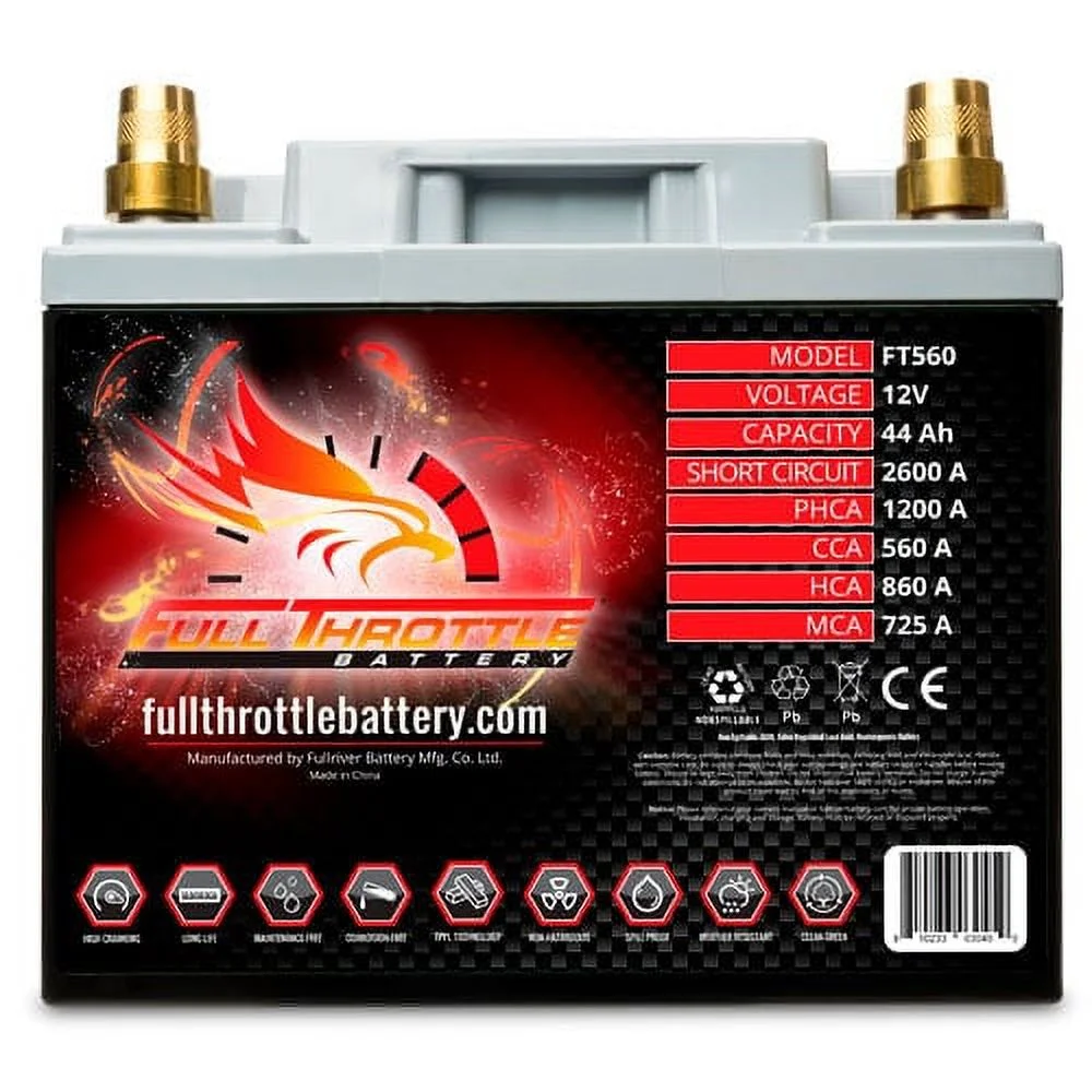 Full Throttle (Fullriver) FT560 High Capacity Dual Purpose AGM Battery (Right Positive)