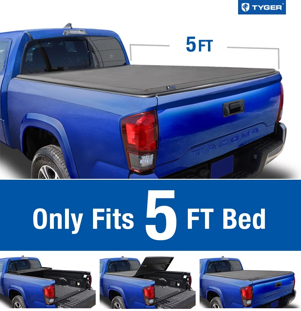 Tyger Auto T3 Soft Tri-fold Truck Bed Tonneau Cover Compatible with 2016-2023 Toyota Tacoma | 5′ Bed | TG-BC3T1630 | Vinyl