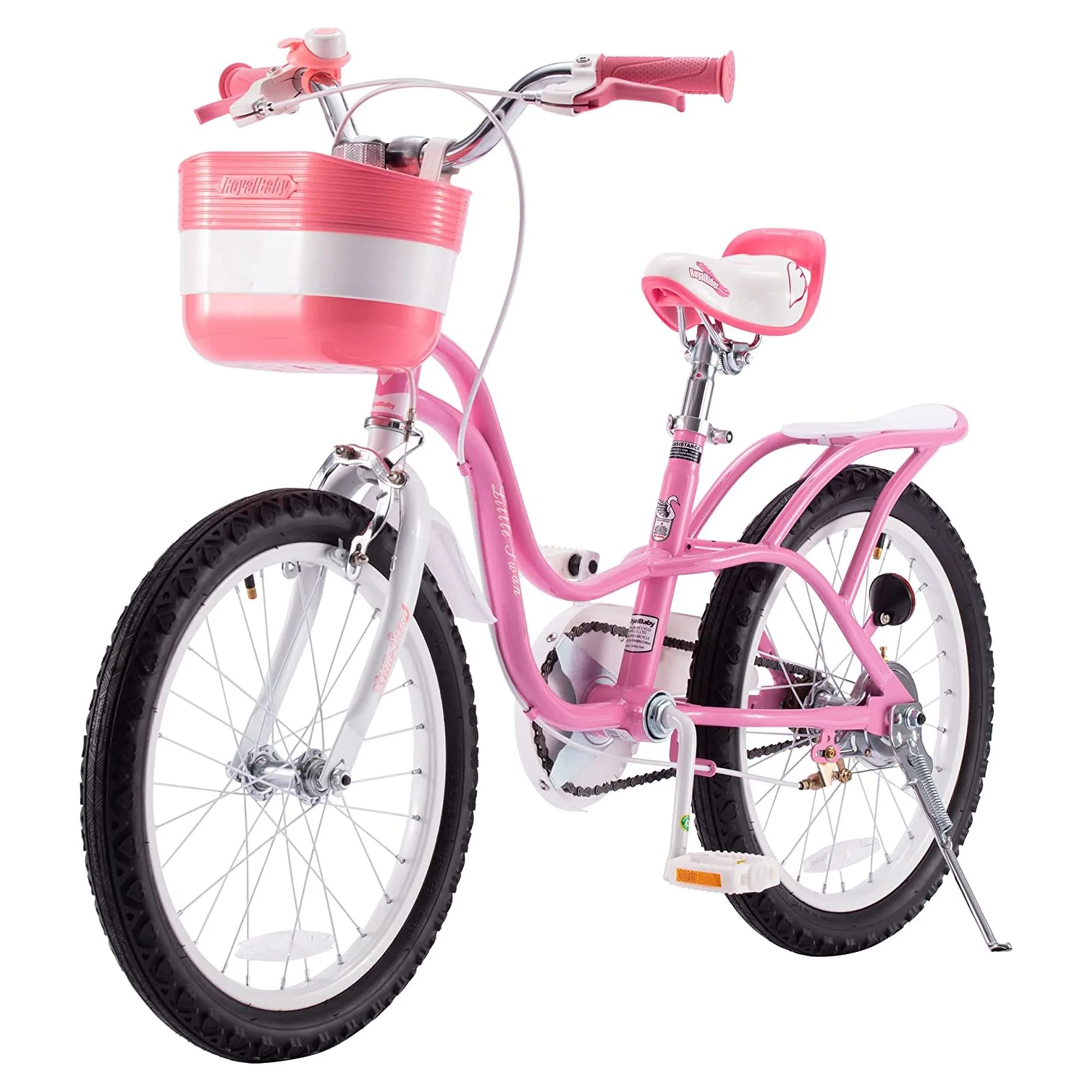 RoyalBaby Little Swan 12″ Carbon Steel Kids Bike w/Dual Hand Brakes, Pink