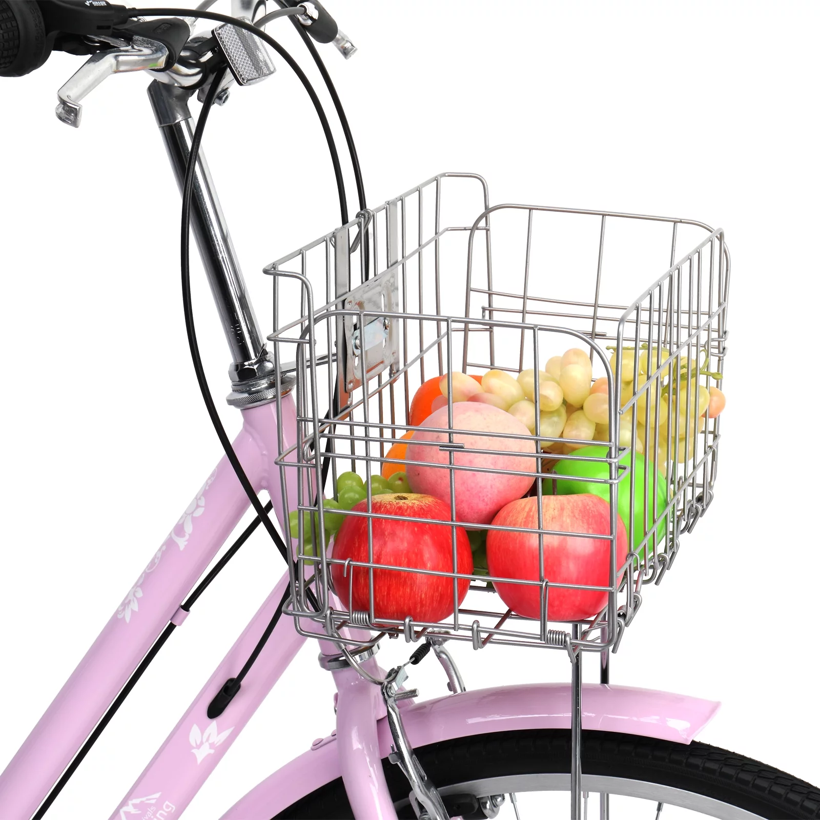 UBesGoo 26 inch Commuter Bicycle, with Shimano 7-speed, Baskets, for Leisure Picnics & Shopping, Pink