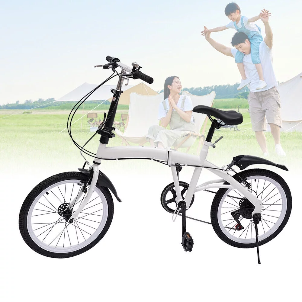 DENEST 20 Inch 7-Speed Bicycle Adult Road Bike Carbon Steel Folding Bike Double V-Brake City Cycling Bicycle