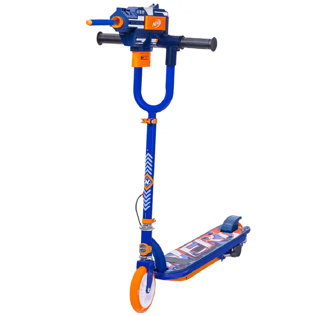 NERF 12 Volt Electric Scooter with Blaster, Foldable Scooter, Kick Scooter for Kids Ages 8 and up