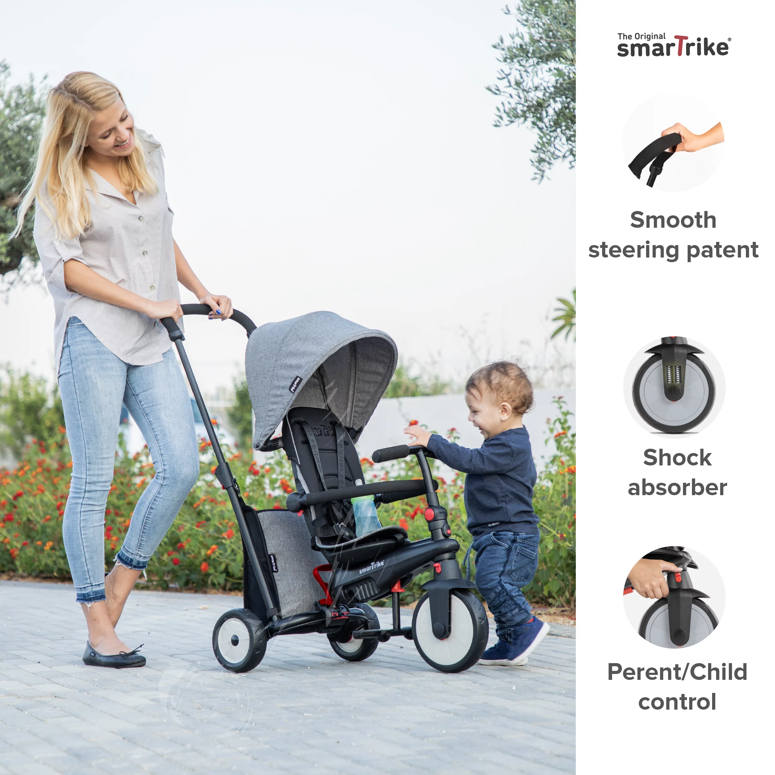 smarTrike 5 in 1 Modular Toddler Stroller Tricycle with 1 Handed Steering