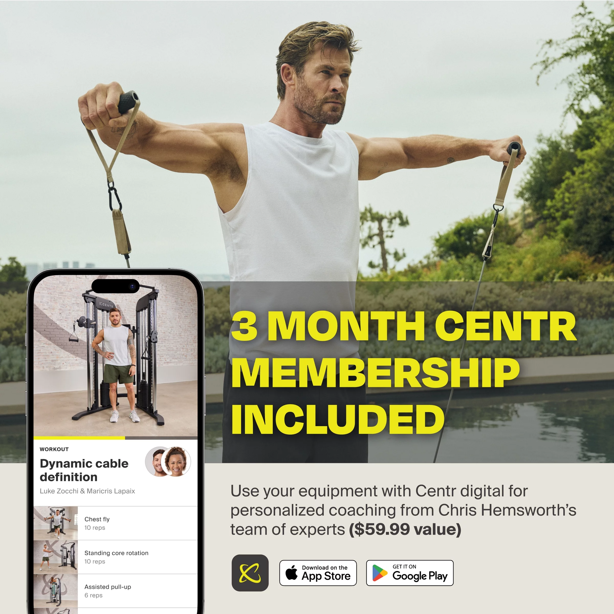 Centr by Chris Hemsworth Centr 2 Home Gym Functional Trainer for Total Body Strength Training with 3-Month Centr Membership