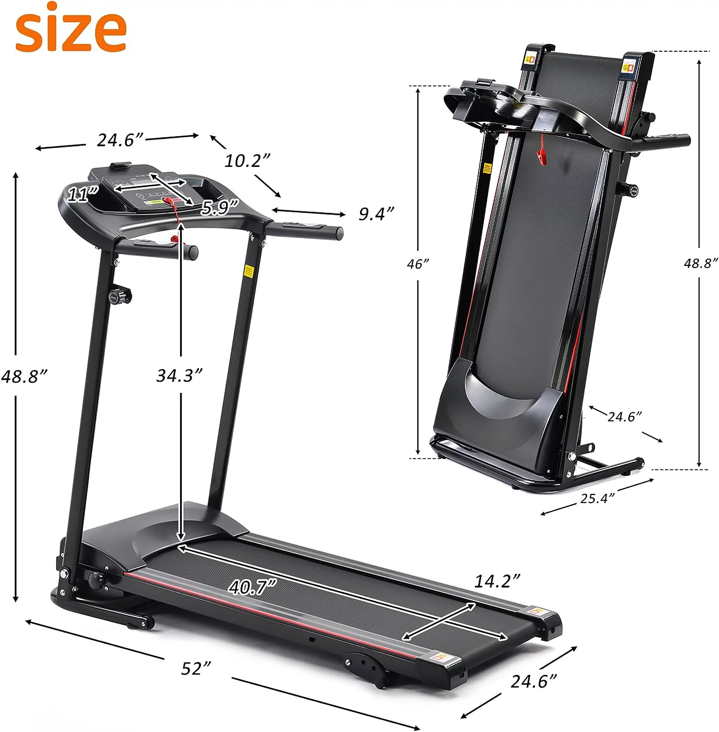 2.5HP Folding Treadmill with Incline, Electric Folding Treadmill for Walking Treadmill Machine 5″ LCD Screen 250 LB Capacity MP3