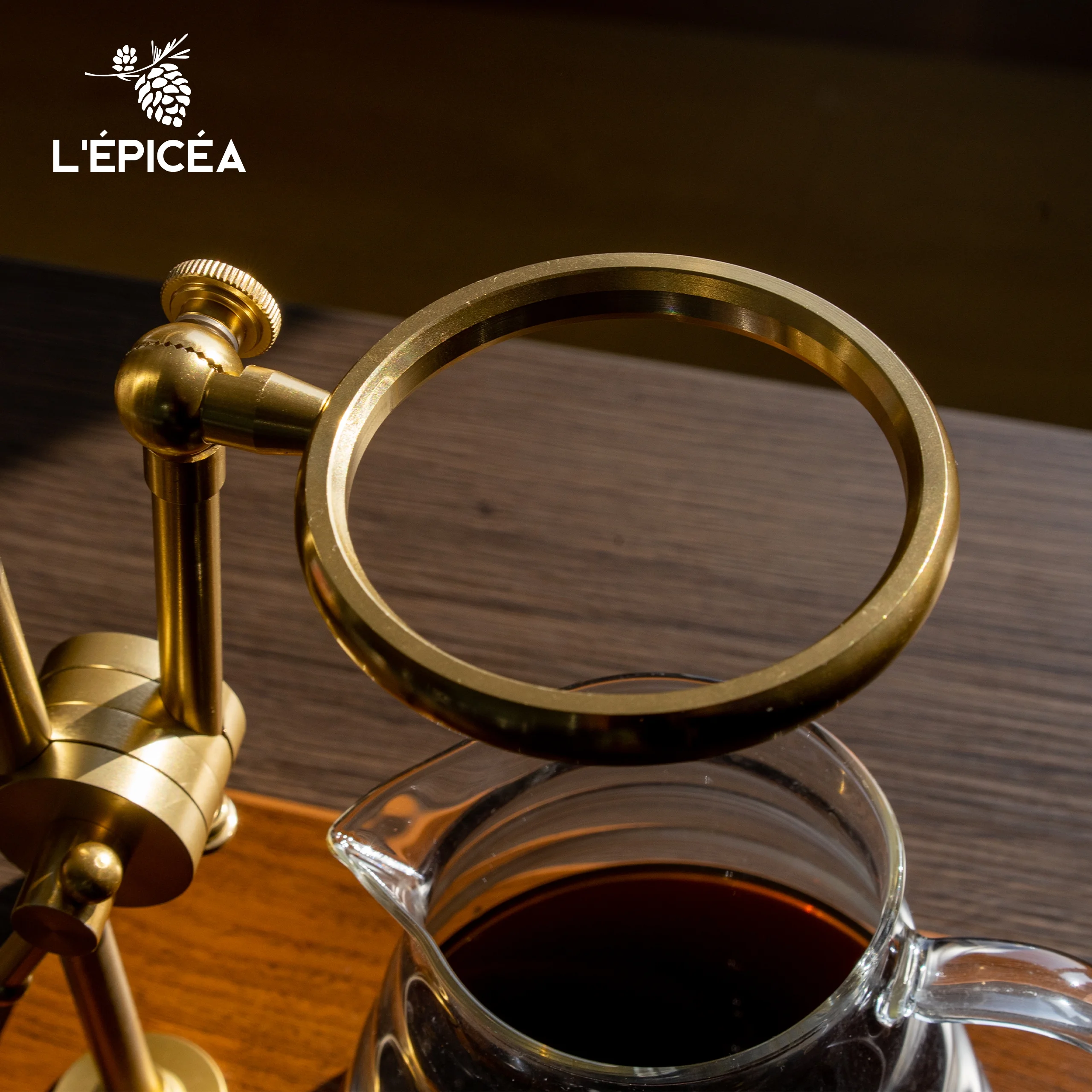 L’PICA Pour over Coffee Maker Set,Stainless Steel Stand, Wooden Base, Glass Coffee Dripper