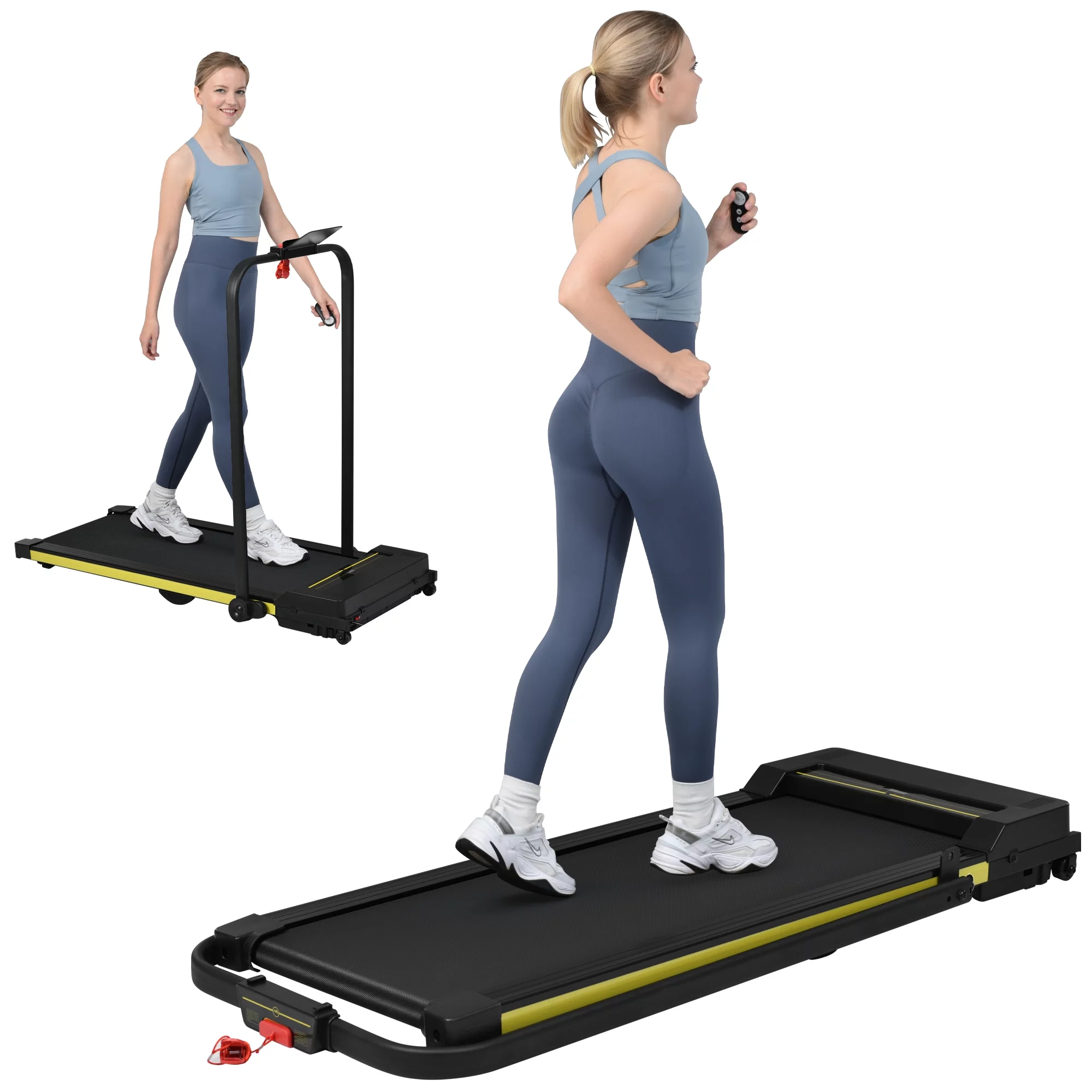 EUROCO 2 in 1 Under Desk Treadmill 7.6MPH Foldable Running Walking Pad 2.5HP Treadmills for Home and Office