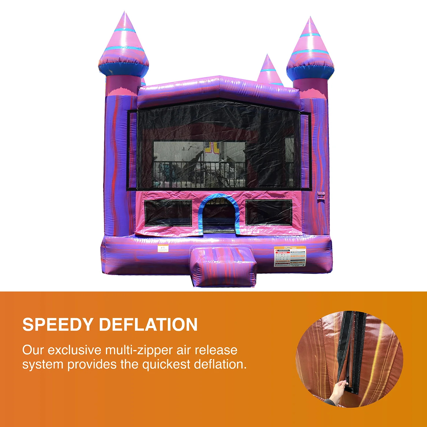 JumpOrange Purplish Commercial Grade Bounce House with Blower for Kids and Adults 13×13