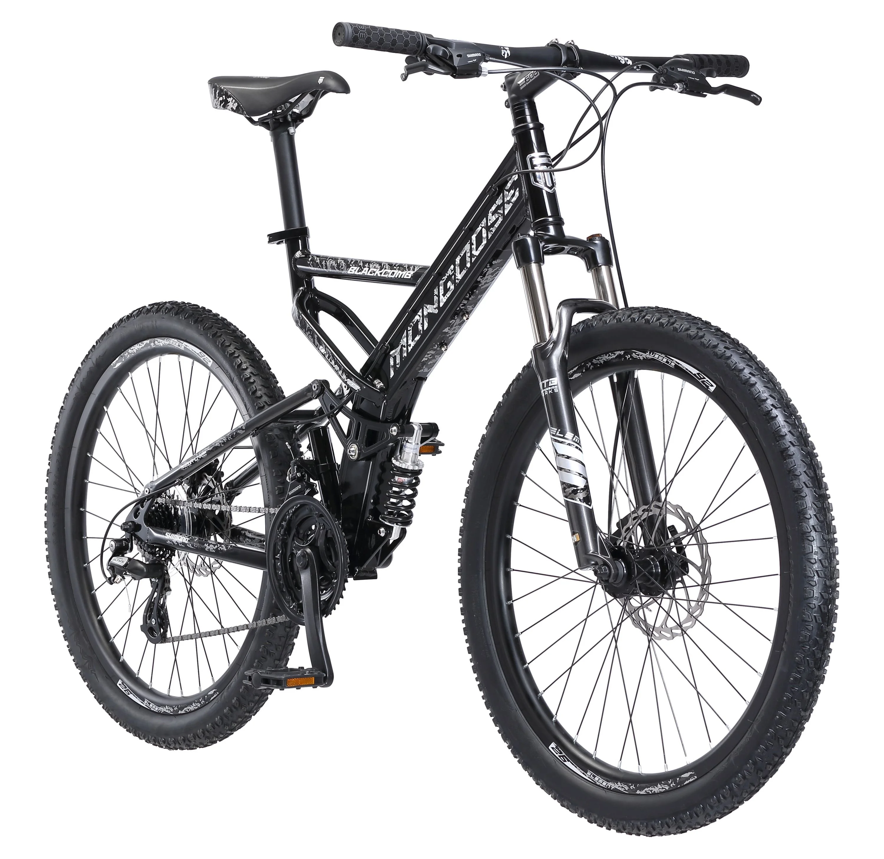 Mongoose Blackcomb Men’s 26 inch Wheels, Mountain Bike, 24 Speeds, Black