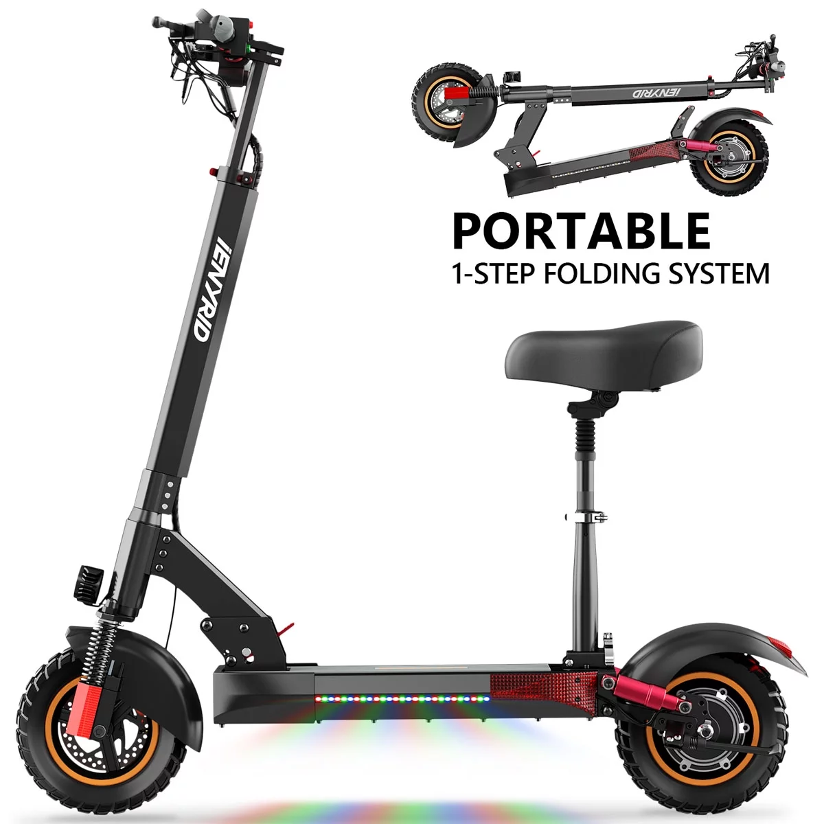 IENYRID Electric Scooter Adults, 10″ Solid Tires, 600W Motor up to 28 MPH, 22-31 Miles Long-Range Battery, Folding Commuter Electric Scooter for Adults & Teenagers