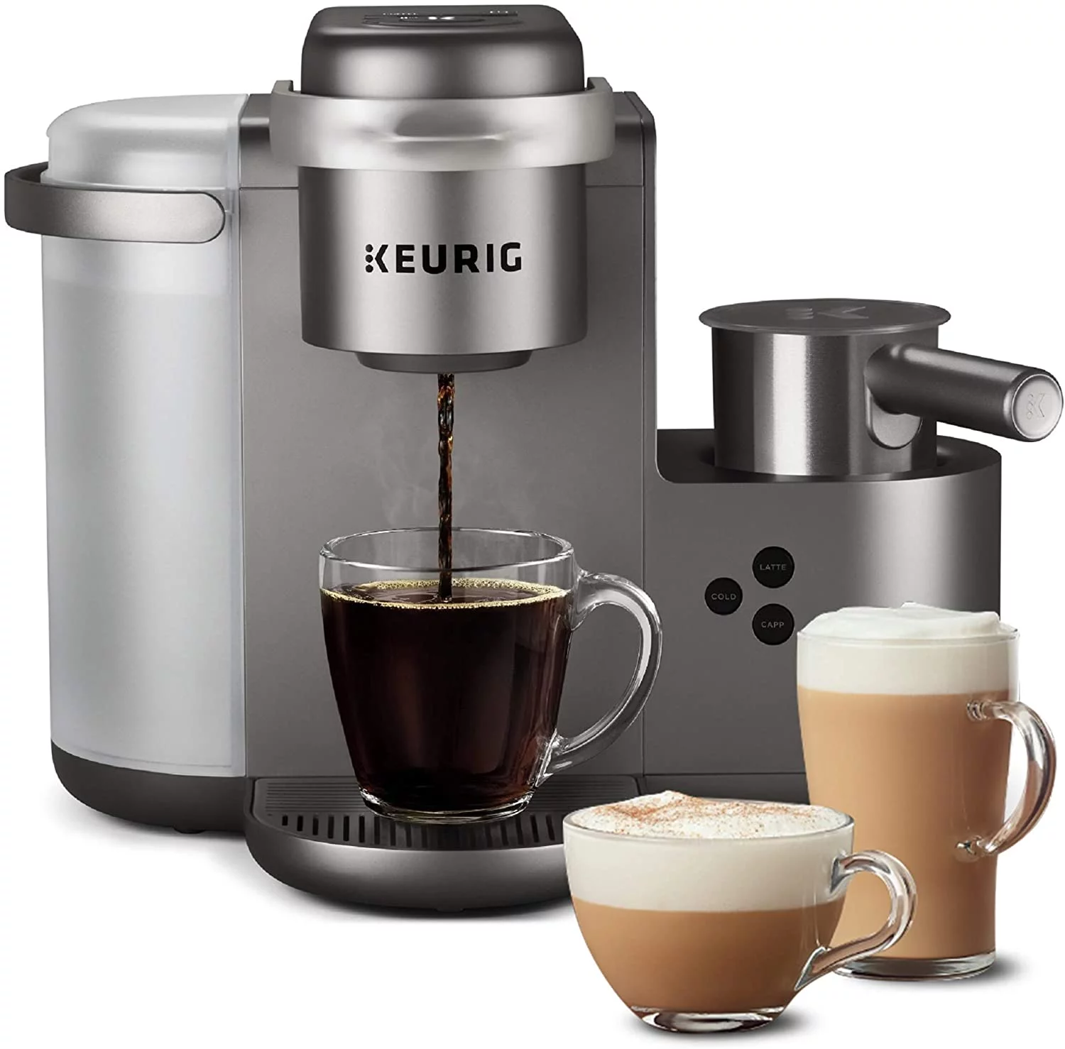 Keurig K-Cafe Special Edition Coffee Maker, Single Serve K-Cup Pod Coffee, Latte and Cappuccino Maker, Comes with Dishwasher Safe Milk Frother, Coffee Shot Capability, Nickel