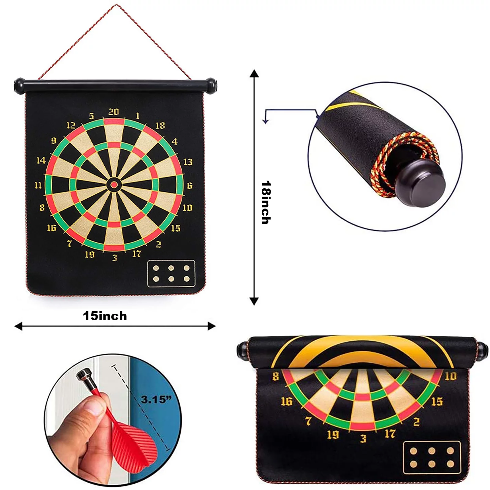 Dart Board Game Toys for 6-13 Year Old Boys Birthday Gift, Cool Outdoor Sports Games for Boys 6-13 Teenage Girls Adult Party, Double-Sided, 16 Magnetic Darts