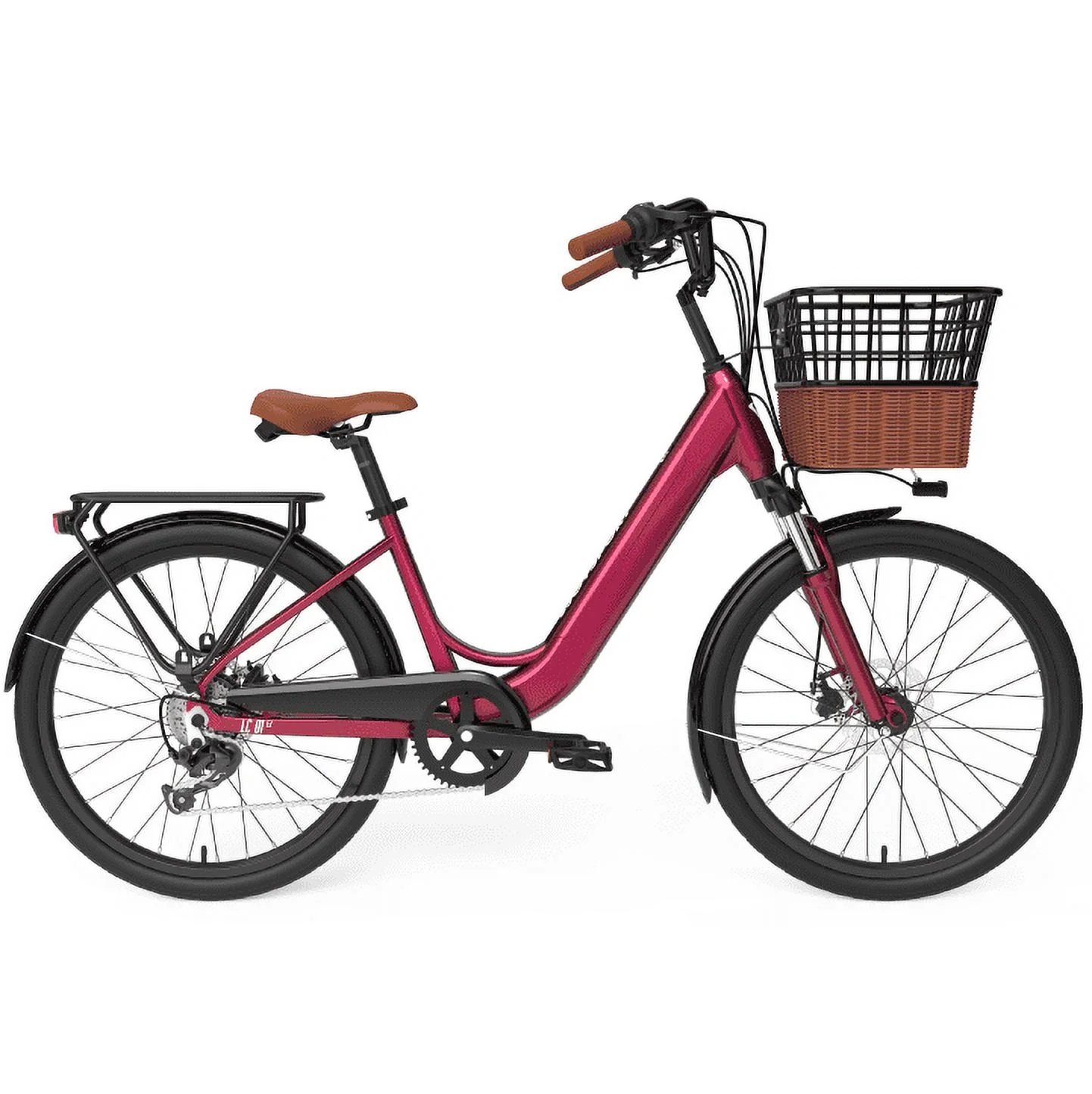 7 Speed Electric Bike, Electric Bike for Adults, 24″ Ebike 350W Adult Electric Bicycles Red