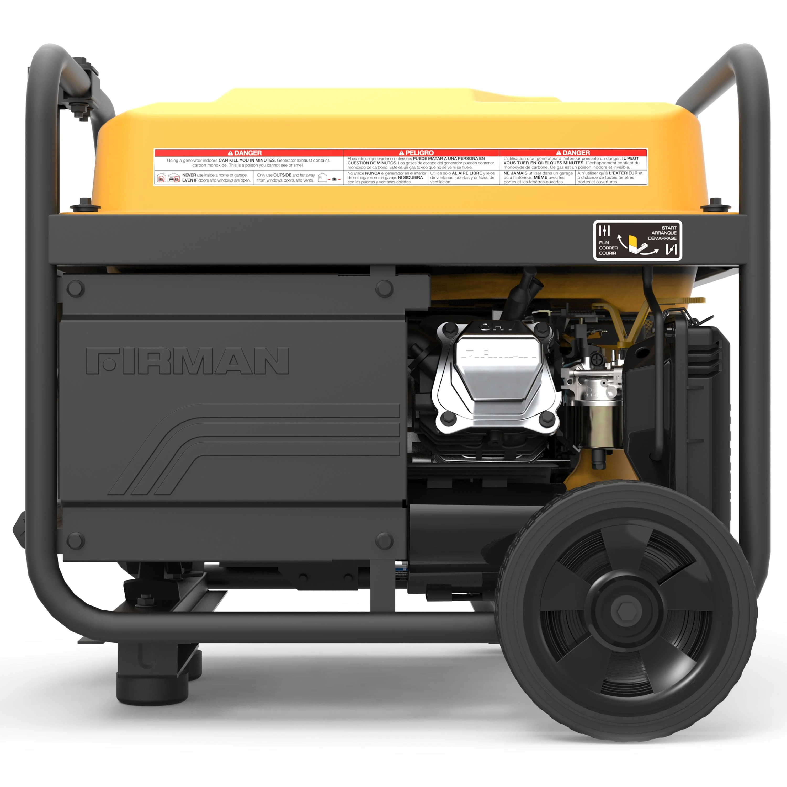 Firman Generators Gas Powered 4550-3650W Extend Run Portable Remote Start Generator with Wheel Kit