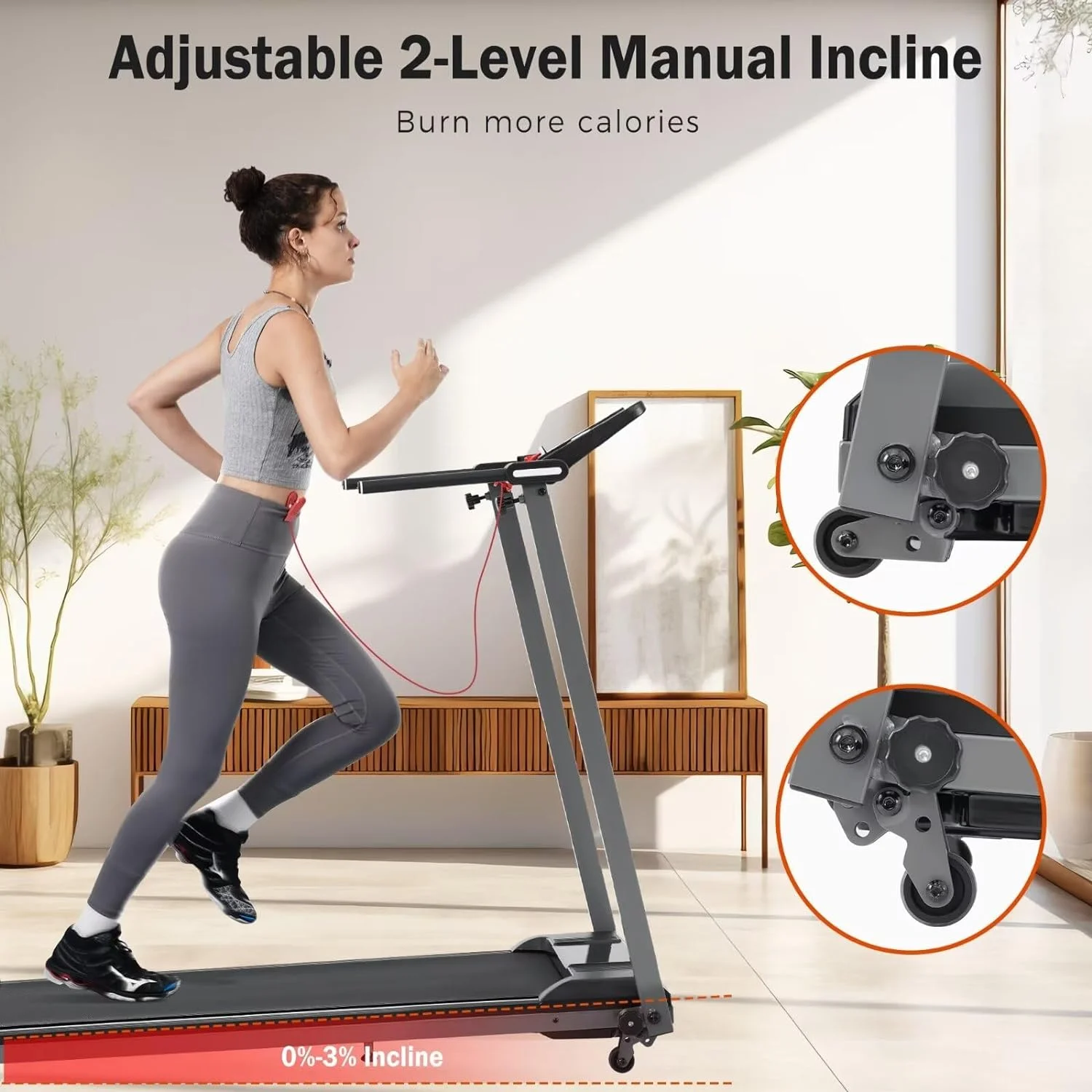 Folding Electric Treadmill Motorized Running Machine with Bluetooth Speaker 12 Perset Programs Walking Jogging Treadmill for Office Home Gym,Max Wight 300lb