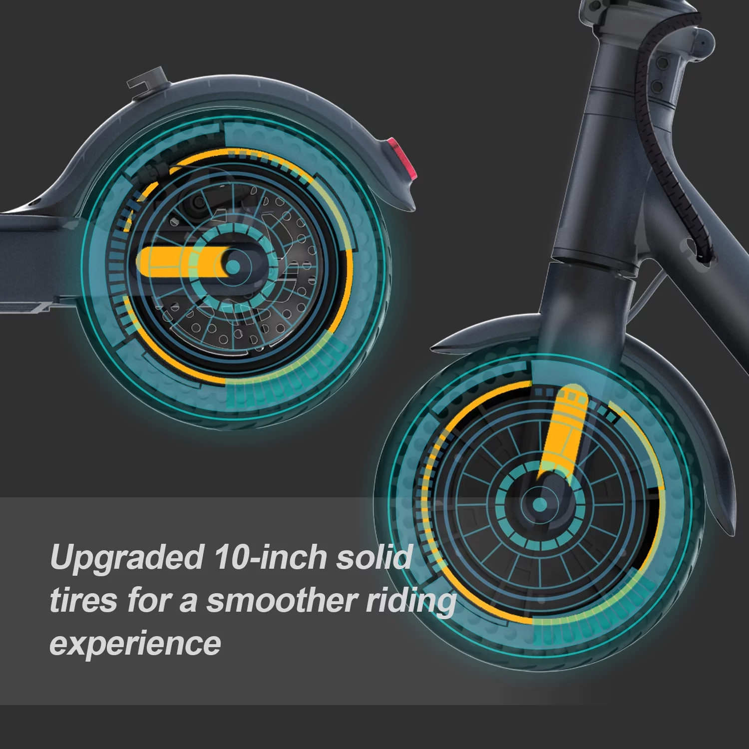 Electric Scooter 10″ Solid Tires 500W Motor 19 Mph Speed Commuter E Scooter for Adults,Long-Range Battery,Smart,Foldable and Portable