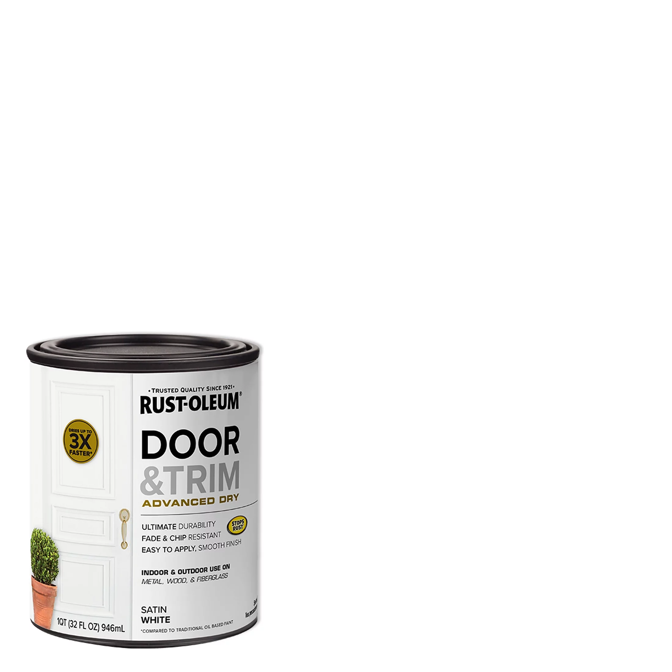 White, Rust-Oleum Satin Door and Trim Paint-369384, Quart