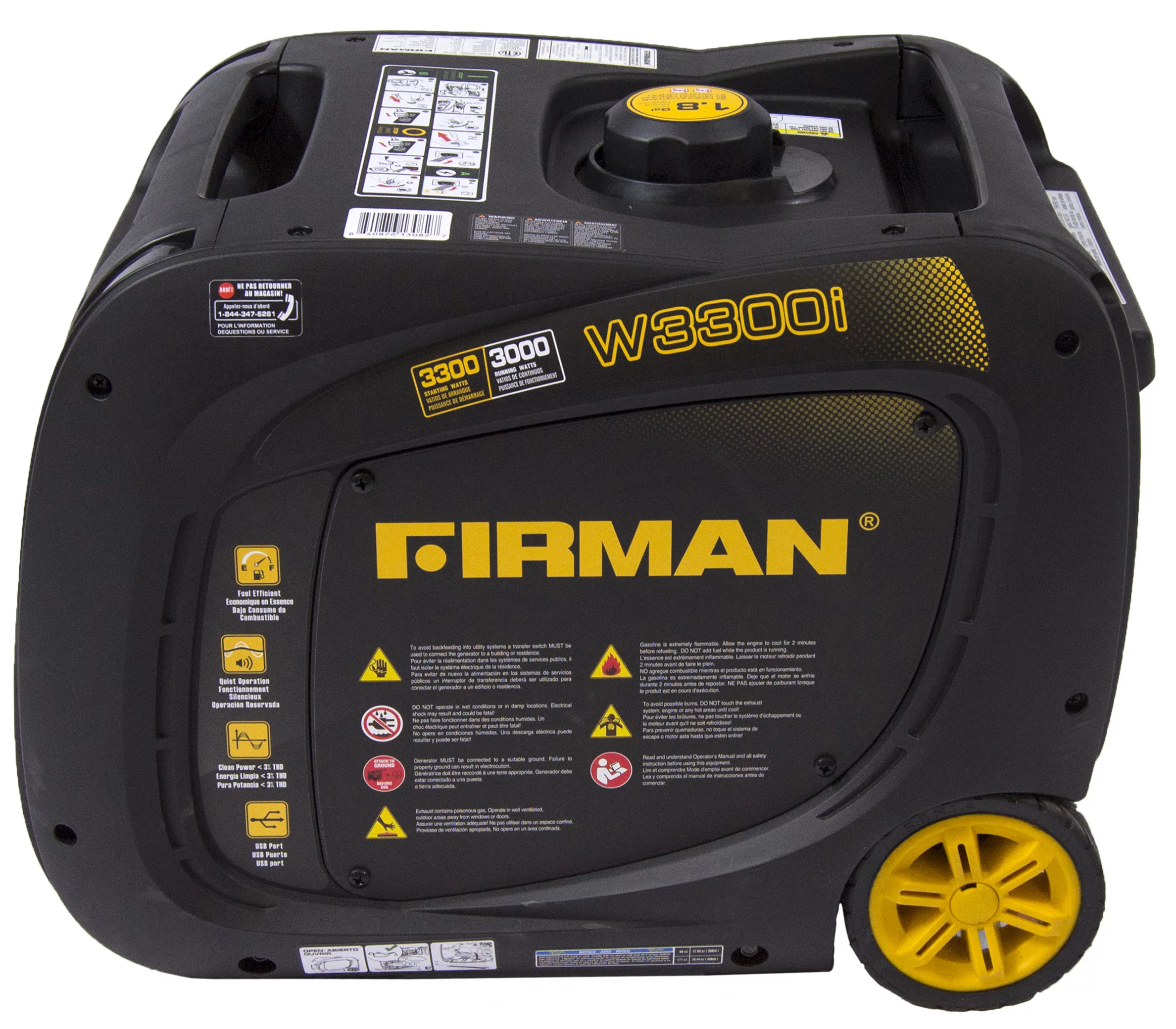 Firman W03082 3300/3000 Watt Gas Electric Start RV Ready Inverter Generator with USB, cETL, CARB