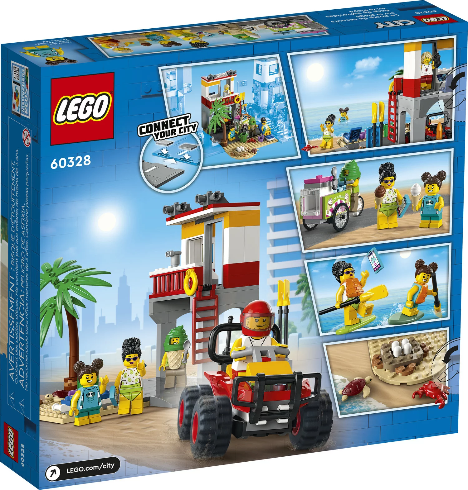 LEGO City Beach Lifeguard Station 60328 Building Kit for Ages 5+, with 4 Minifigures and Crab and Turtle Figures (211 Pieces)