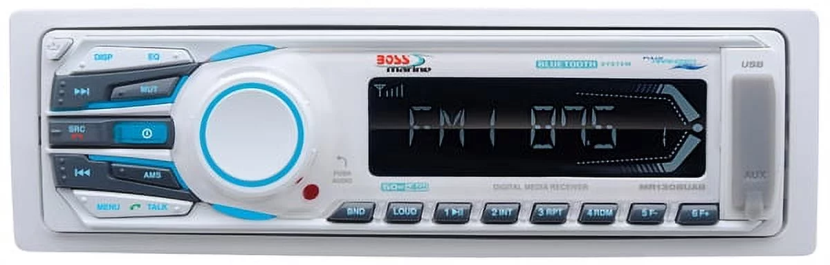 Boss Audio System Single DIN AM, FM, CD Receiver with 6.5 In. Marine Speakers and Antenna, White, Boat Accessories