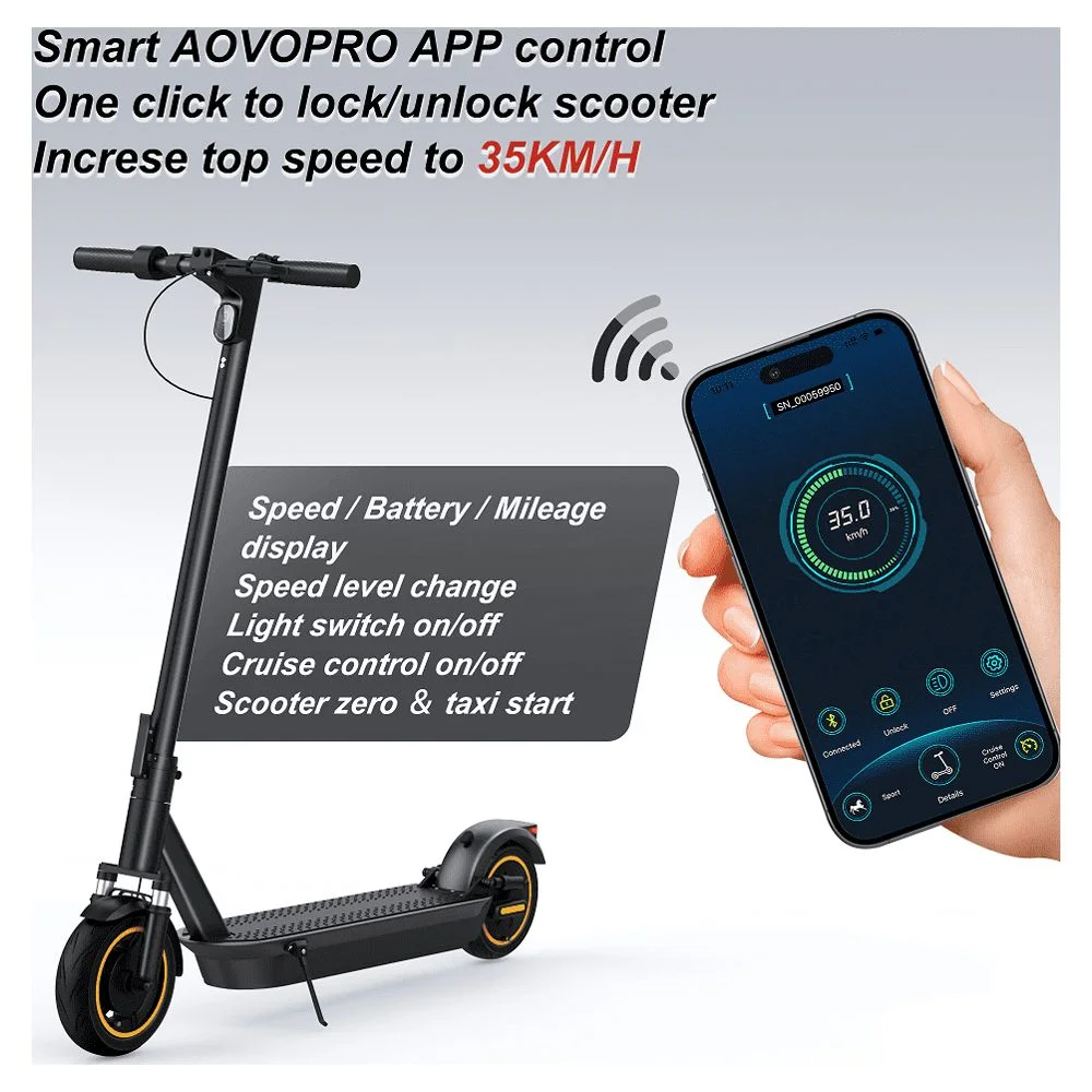 AOVOPRO Esmax 500W 10′ Foldable Electric Scooter for Adults with Air Tire and Dual Shock Absorption, Dual Braking