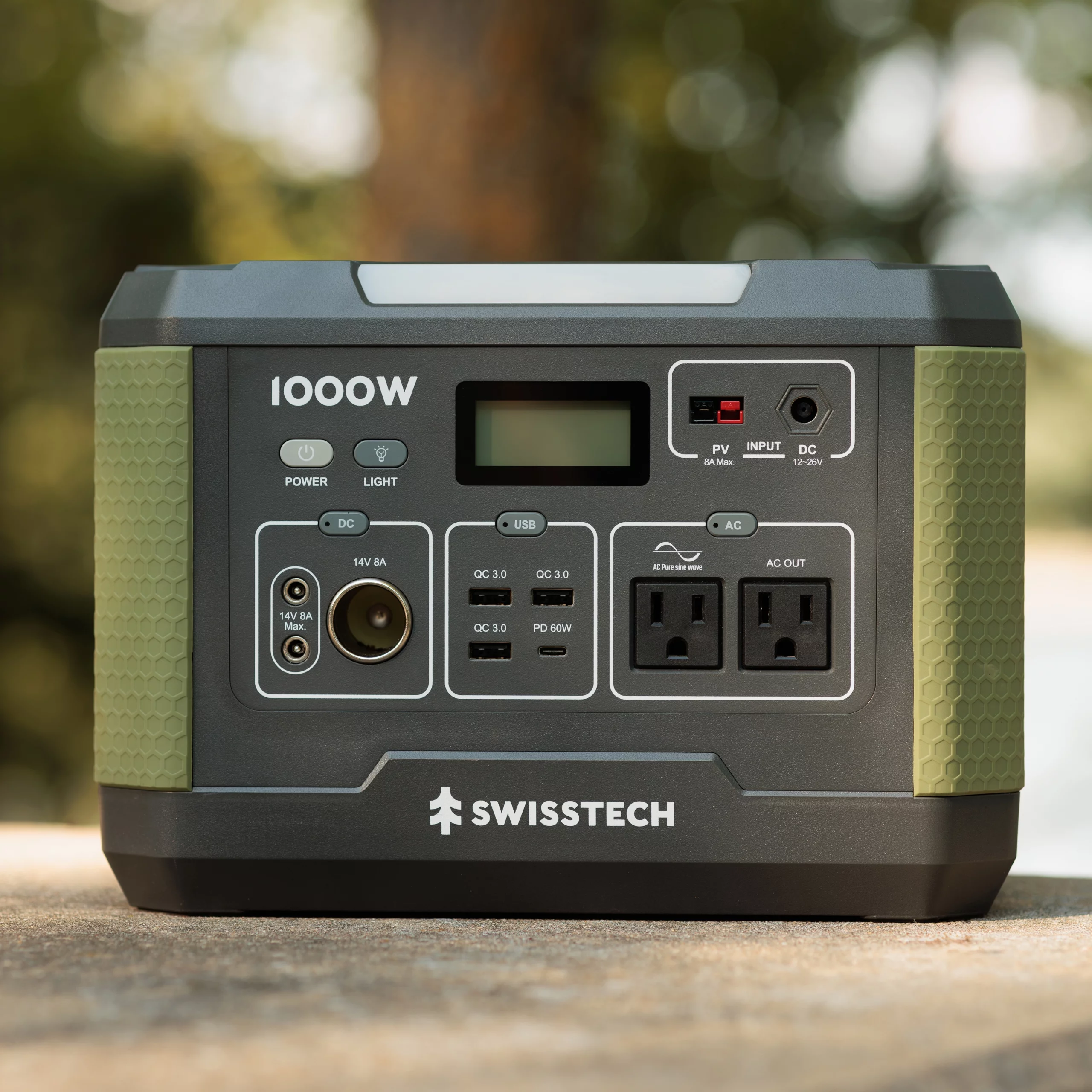 Swiss Tech 1000W Portable Power Station, 999Wh, Solar Powered Battery for Camping and Travel Emergency