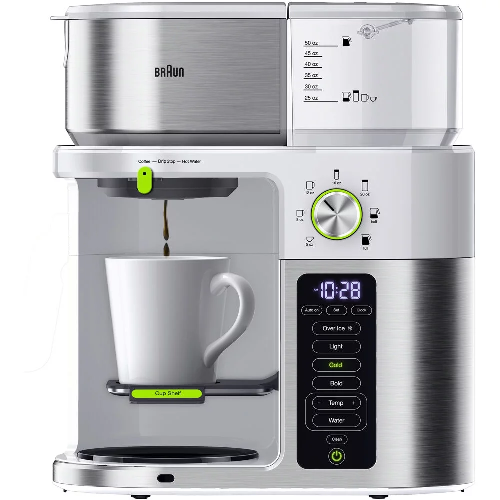 MultiServe 10-Cup SCA Certified Coffee Maker with Internal Water Spout and Glass Carafe in White