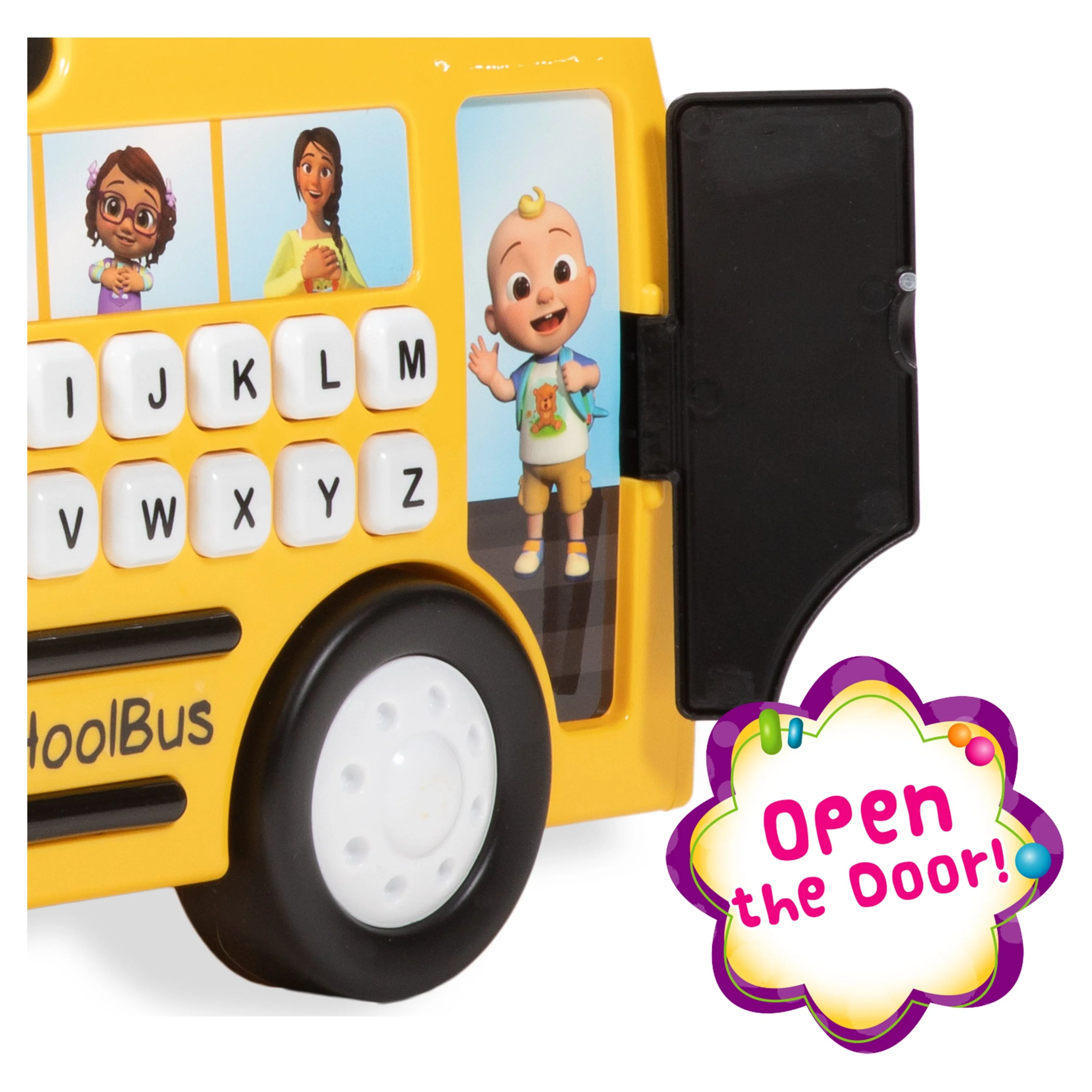 Spark. Create. Imagine. CoComelon School Bus Ride-on with Letters, Numbers, & Music