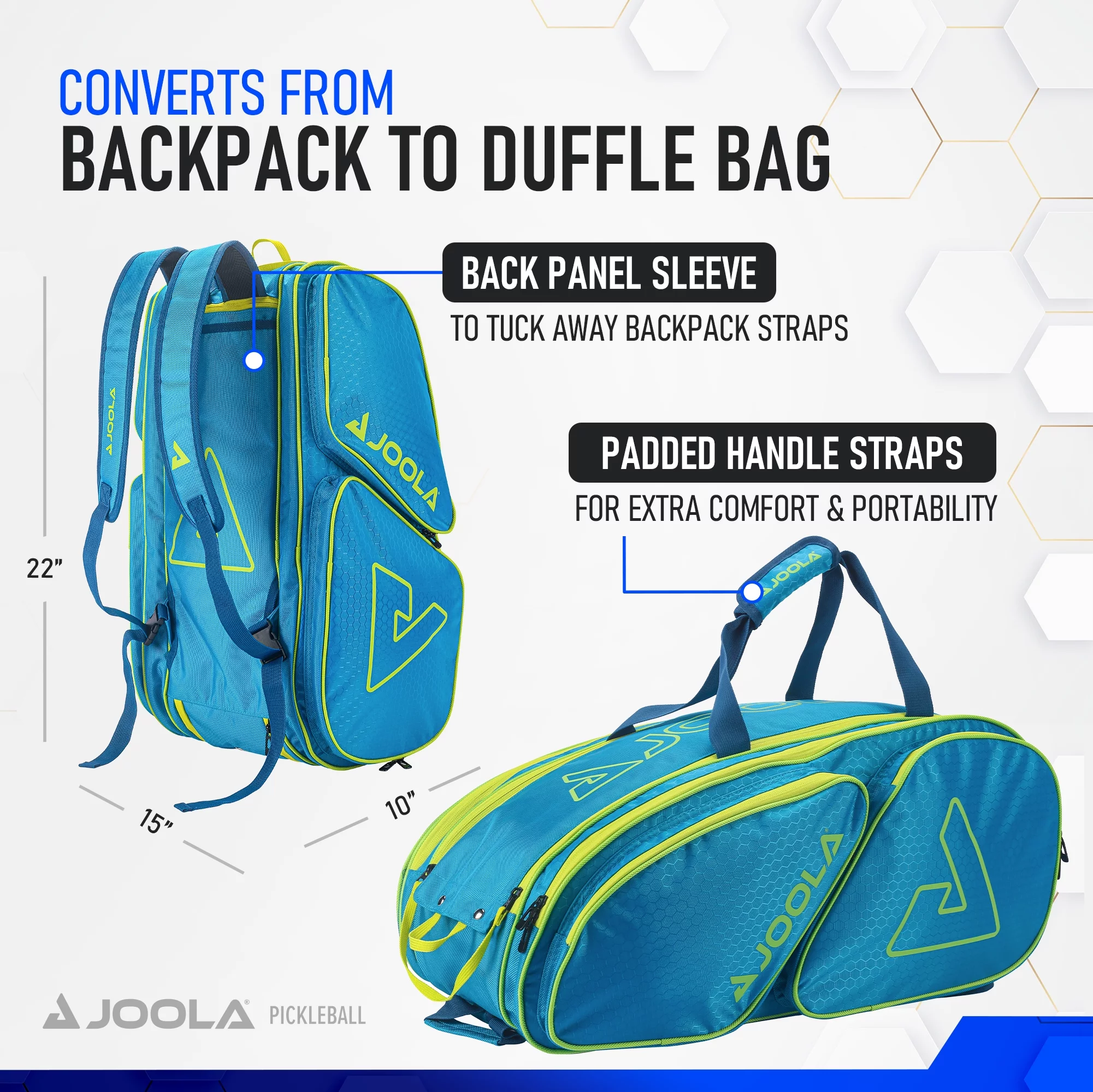 JOOLA Tour Elite Pickleball Bag, Backpack, Duffle Bag for Pickleball and Racket Sports, Black/Yellow