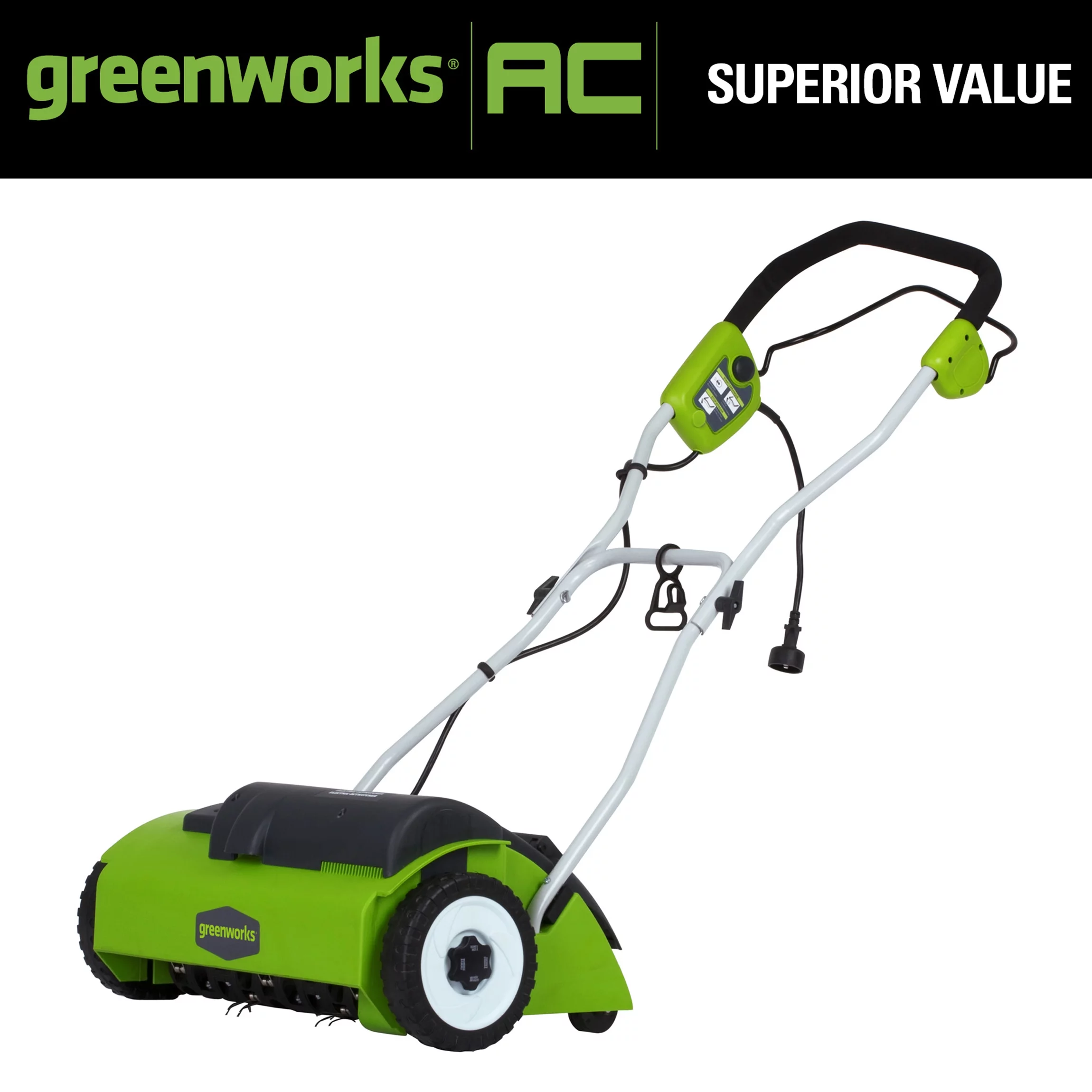 Greenworks 10 Amp 14″ Corded Electric Dethatcher 27022