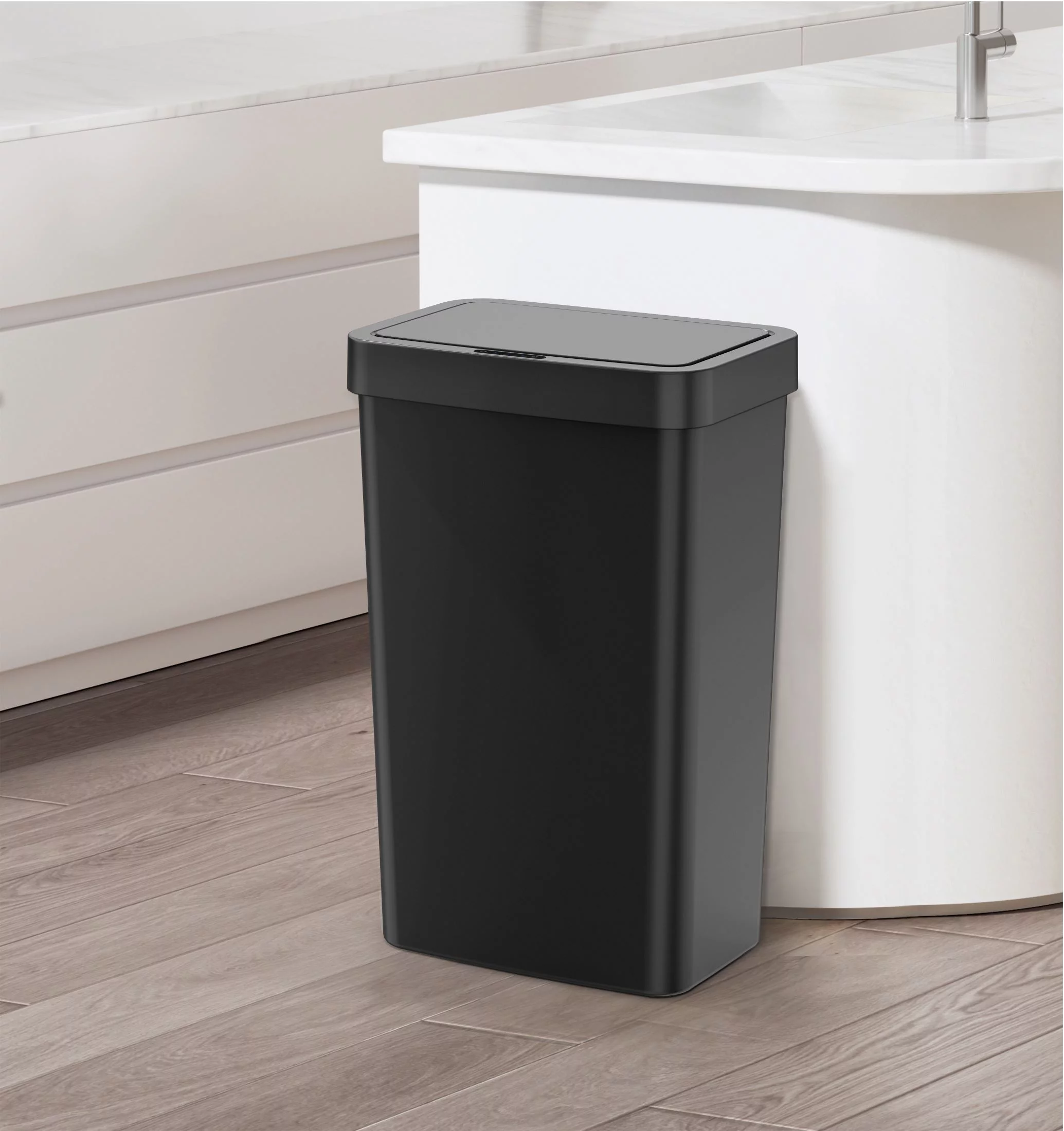 Mainstays 13.2 Gallon Trash Can, Plastic Motion Sensor Kitchen Trash Can, Black