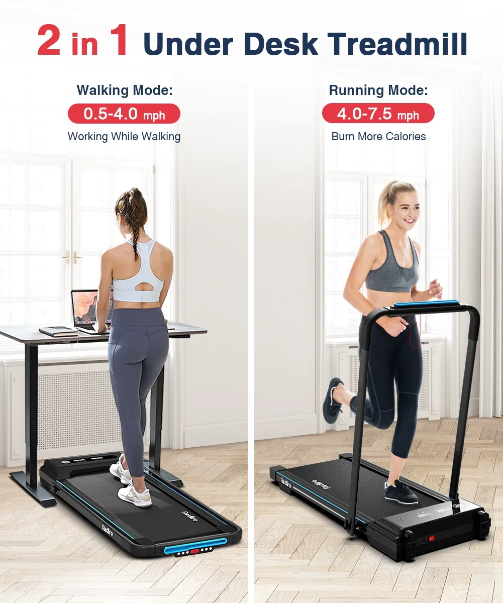 Redliro Folding Treadmills with Desk Adjustable Height 265LBS 2.25HP Walking Machine for Home Office