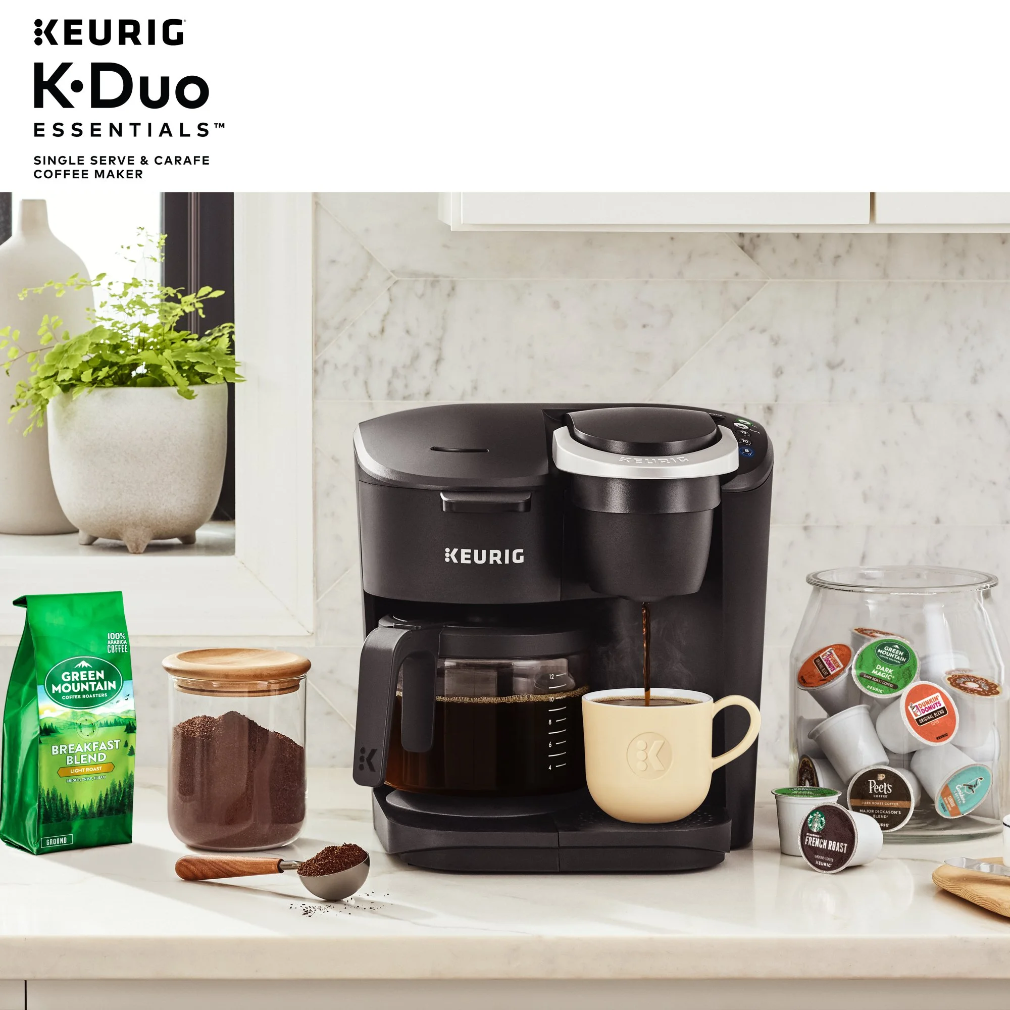 Keurig K-Duo Essentials Coffee Maker, with Single Serve K-Cup Pod and 12 Cup Carafe Brewer, Black