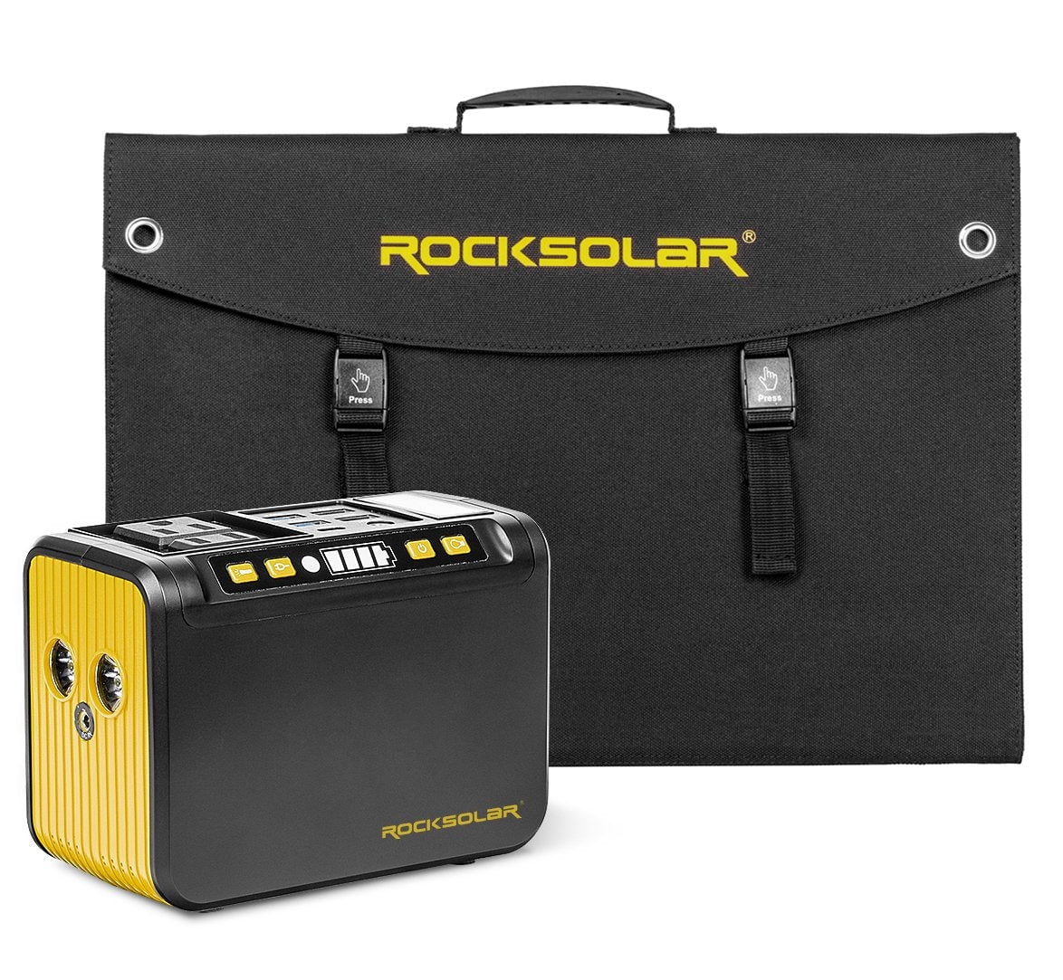 ROCKSOLAR Weekender 80W Portable Power Station with a 30W Foldable Solar Panel Solar Generator Kit