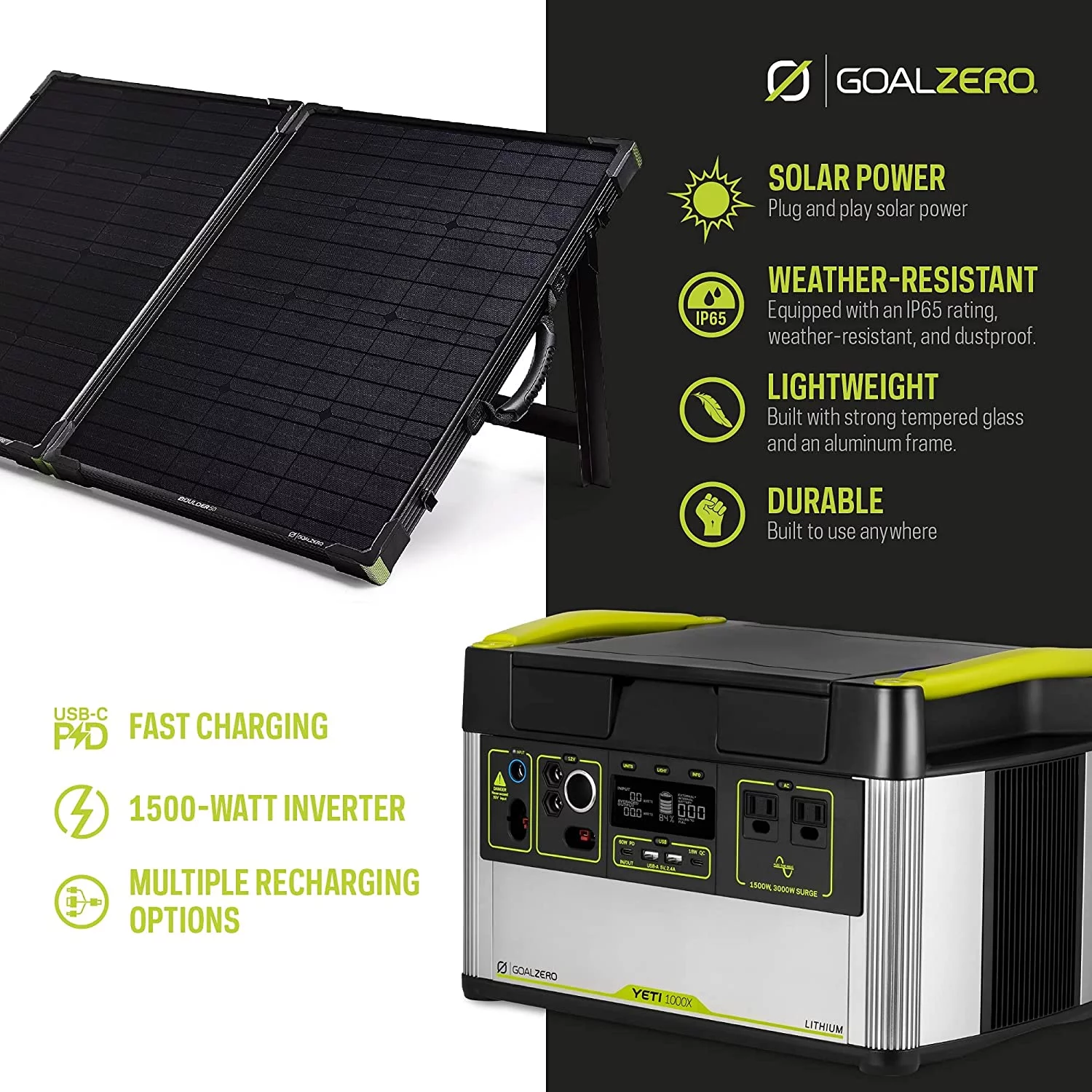 Goal Zero Yeti 1000X Portable Power Station 983Wh Lithium Battery Generator 1500 Watt AC Inverter Emergency Backup