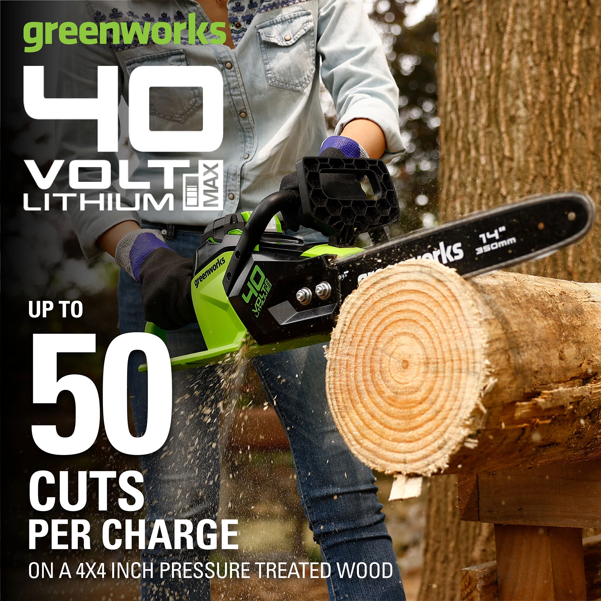 Greenworks 40V 14″ Brushless Chainsaw with 2.5 Ah Battery & Charger 2012802