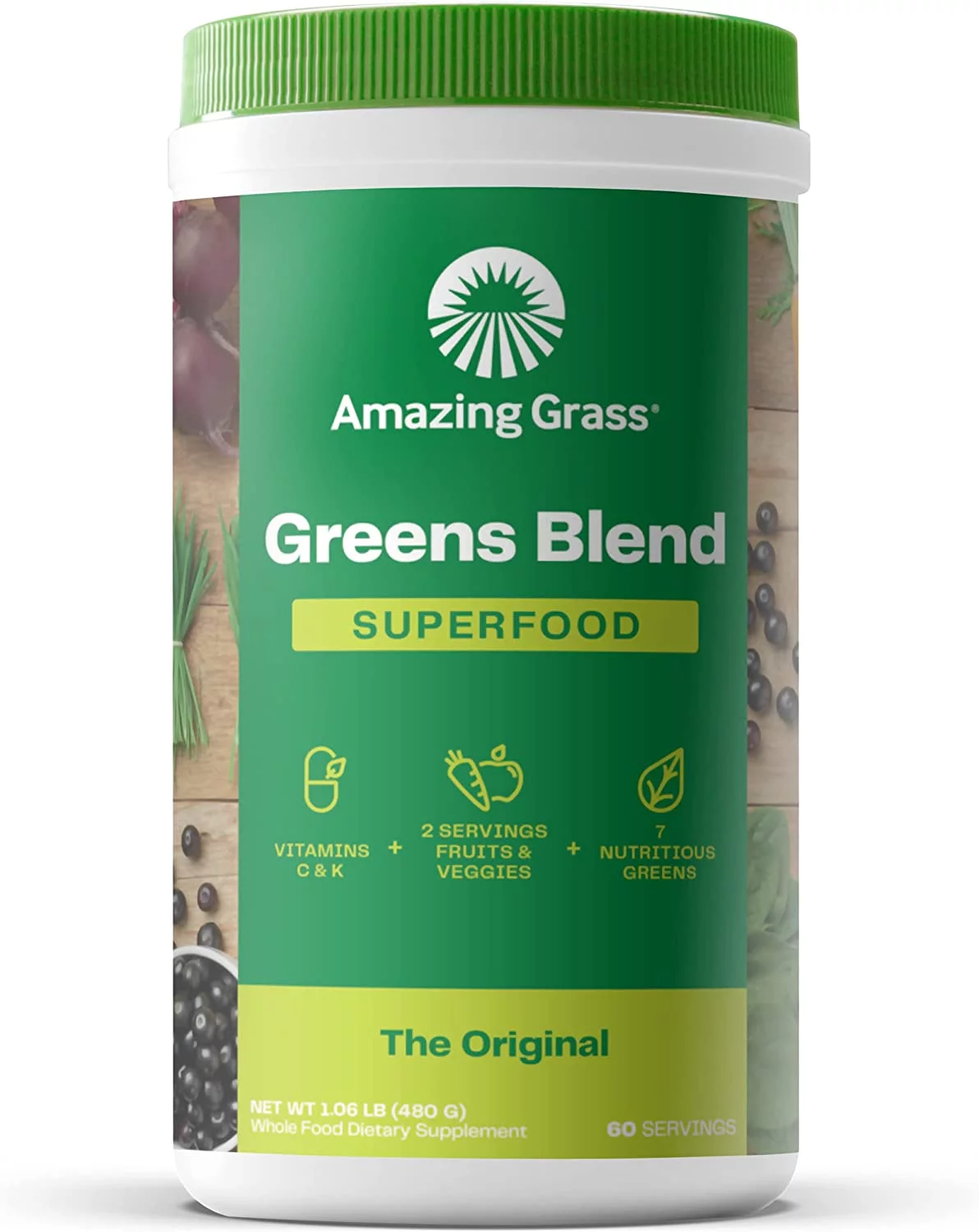 Amazing Grass, Greens Blend Superfood, the Original Superfood Powder, 1.06 lb, 60 Servings