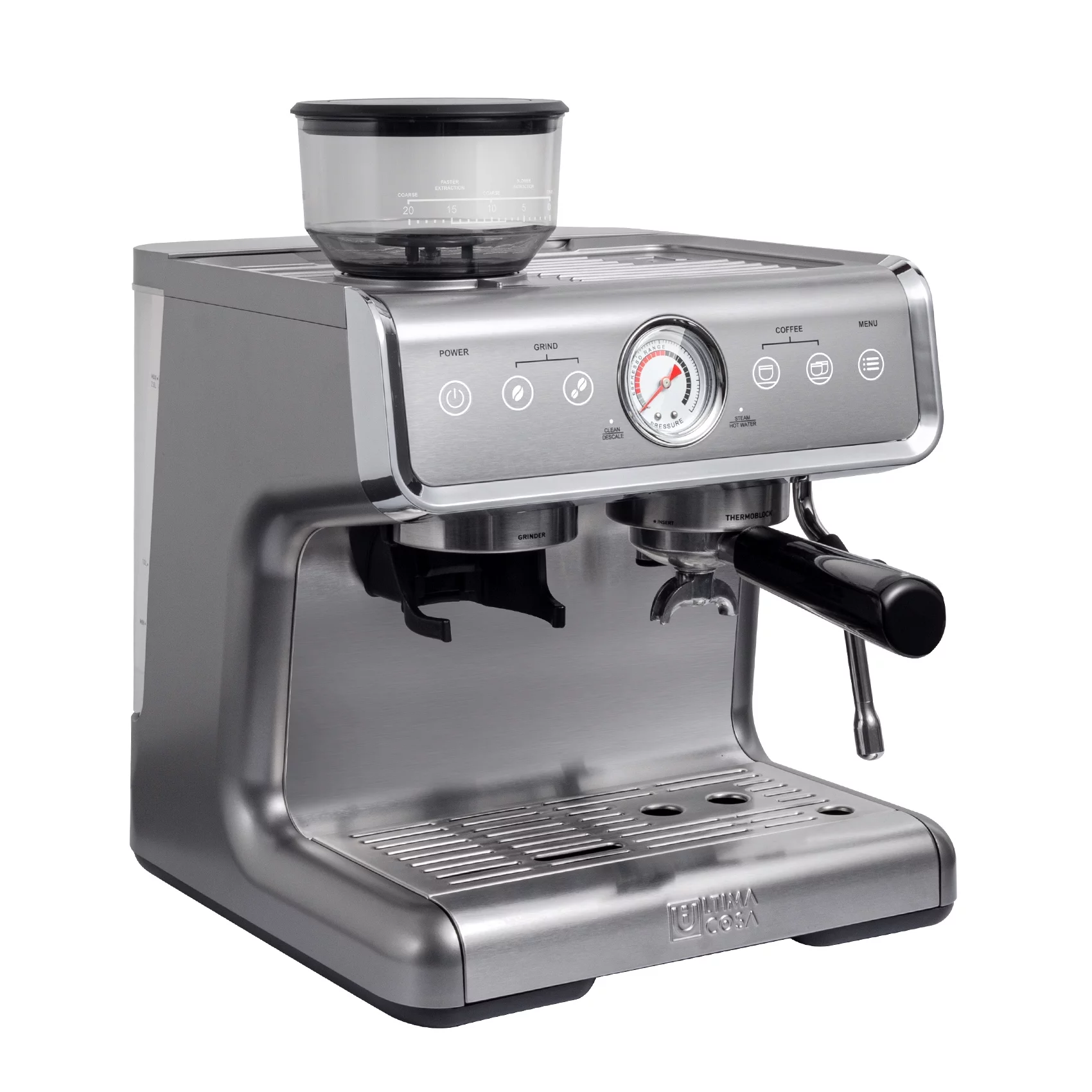 Ultima Cosa New Presto Bollente Semi-Automatic Espresso Machine – Silver – 2 Litre Water Tank