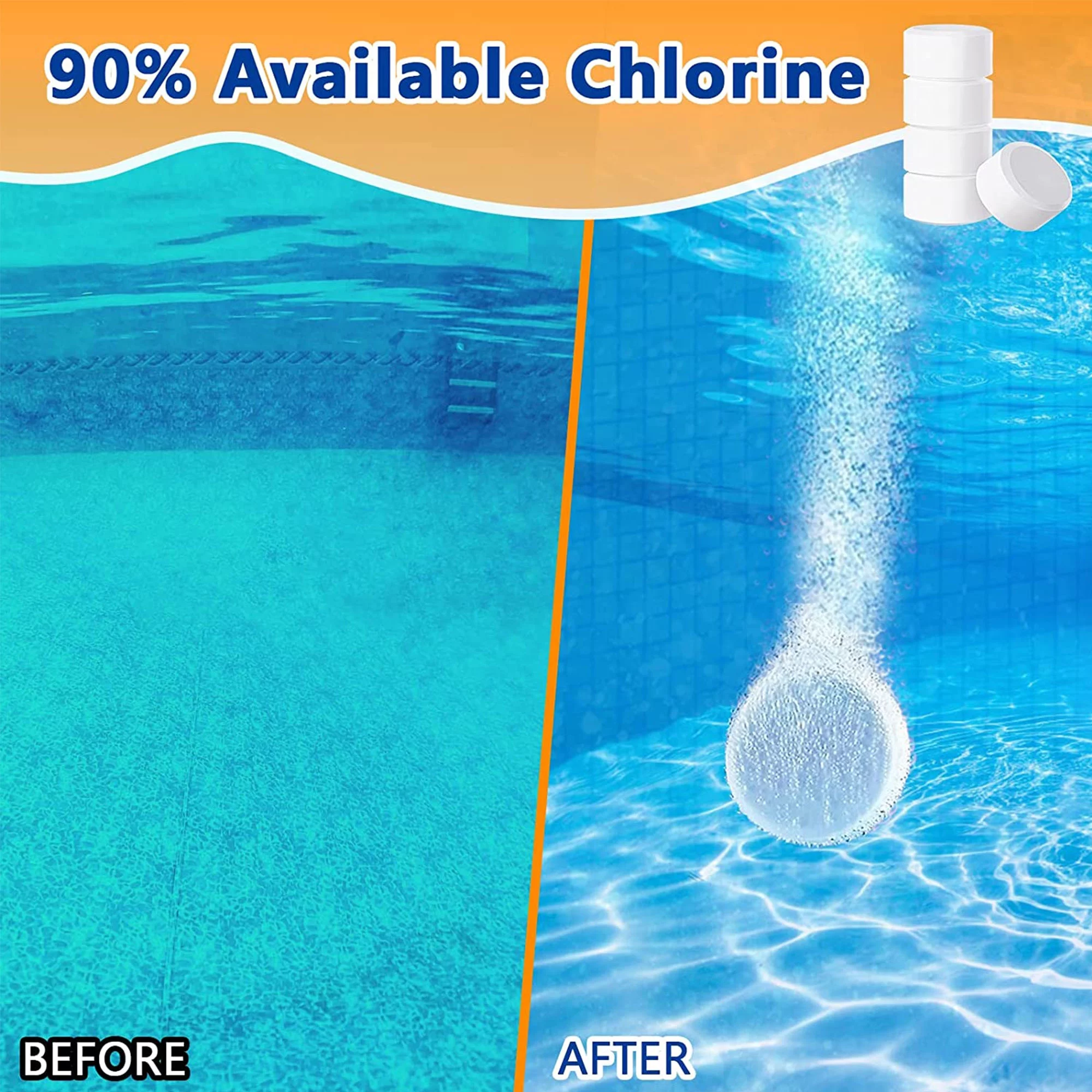 Zanzio 3 inch Chlorine Tablets for Swimming Pool Spa & Hot Tub Maintanence Cleaning, 60 lbs