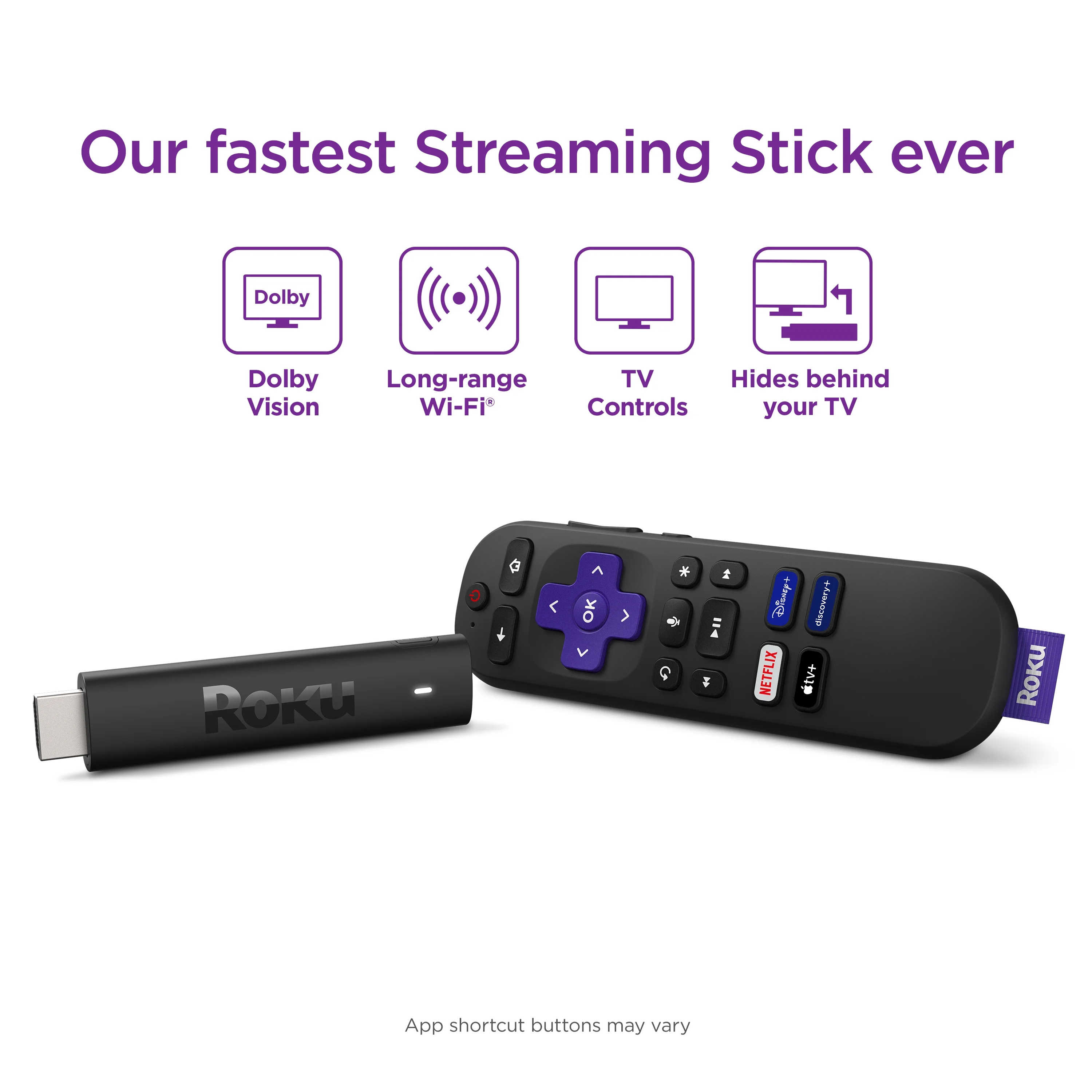 Roku Streaming Stick 4K | Streaming Device 4K/HDR/Dolby Vision with Voice Remote with TV Controls and Long-Range Wi-Fi