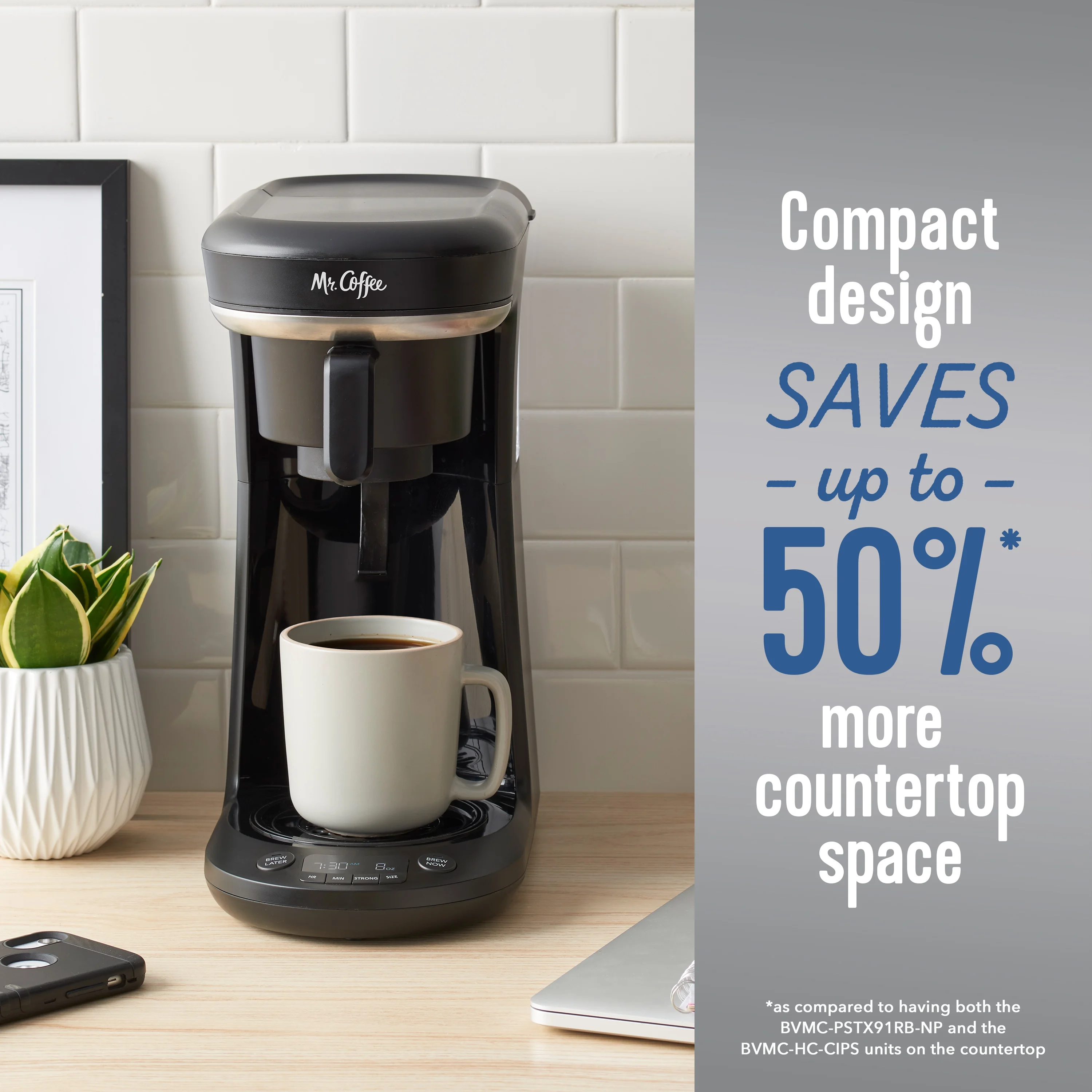 Mr. Coffee Pod and 10-Cup Space-Saving Combo Brewer in Black