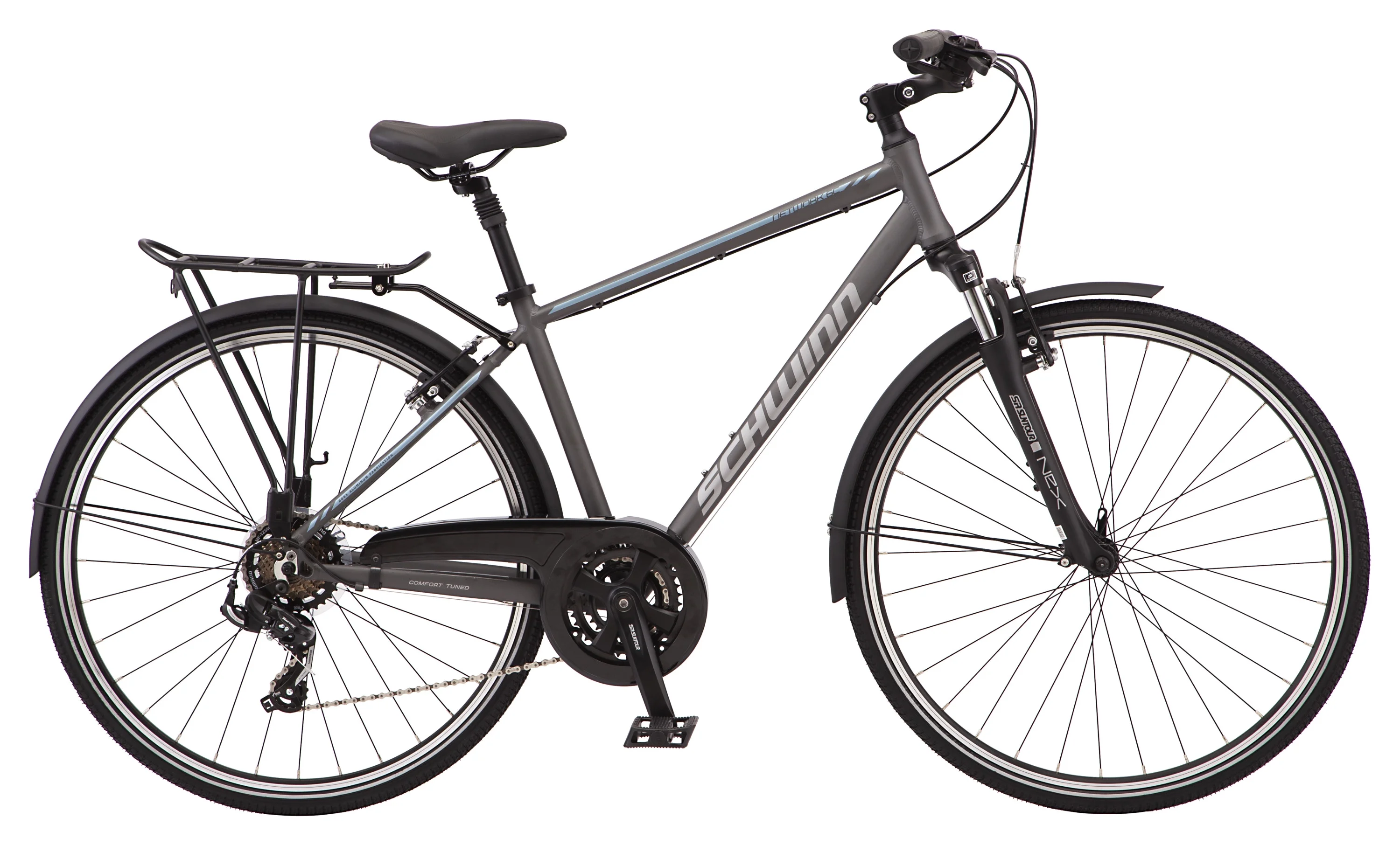 Schwinn Network 6c Hybrid Bike, 21 Speeds, Large 19.5″ Mens Style Frame, 700c Wheels, Grey