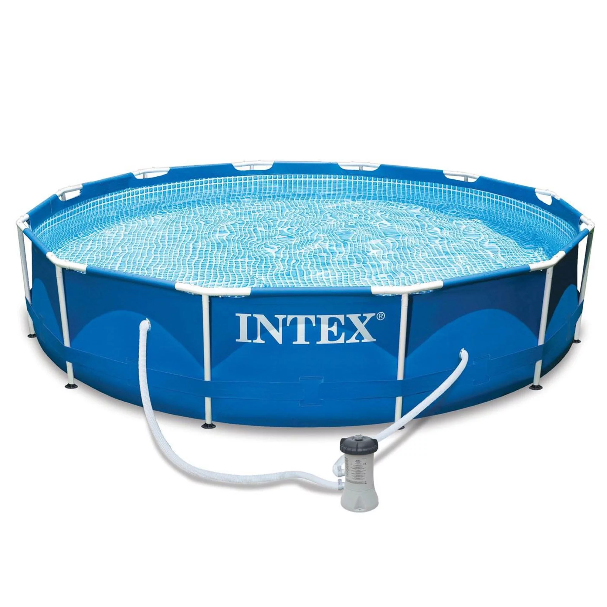 Intex 12ft x 30in Metal Frame Set Above Ground Swimming Pool with Filter