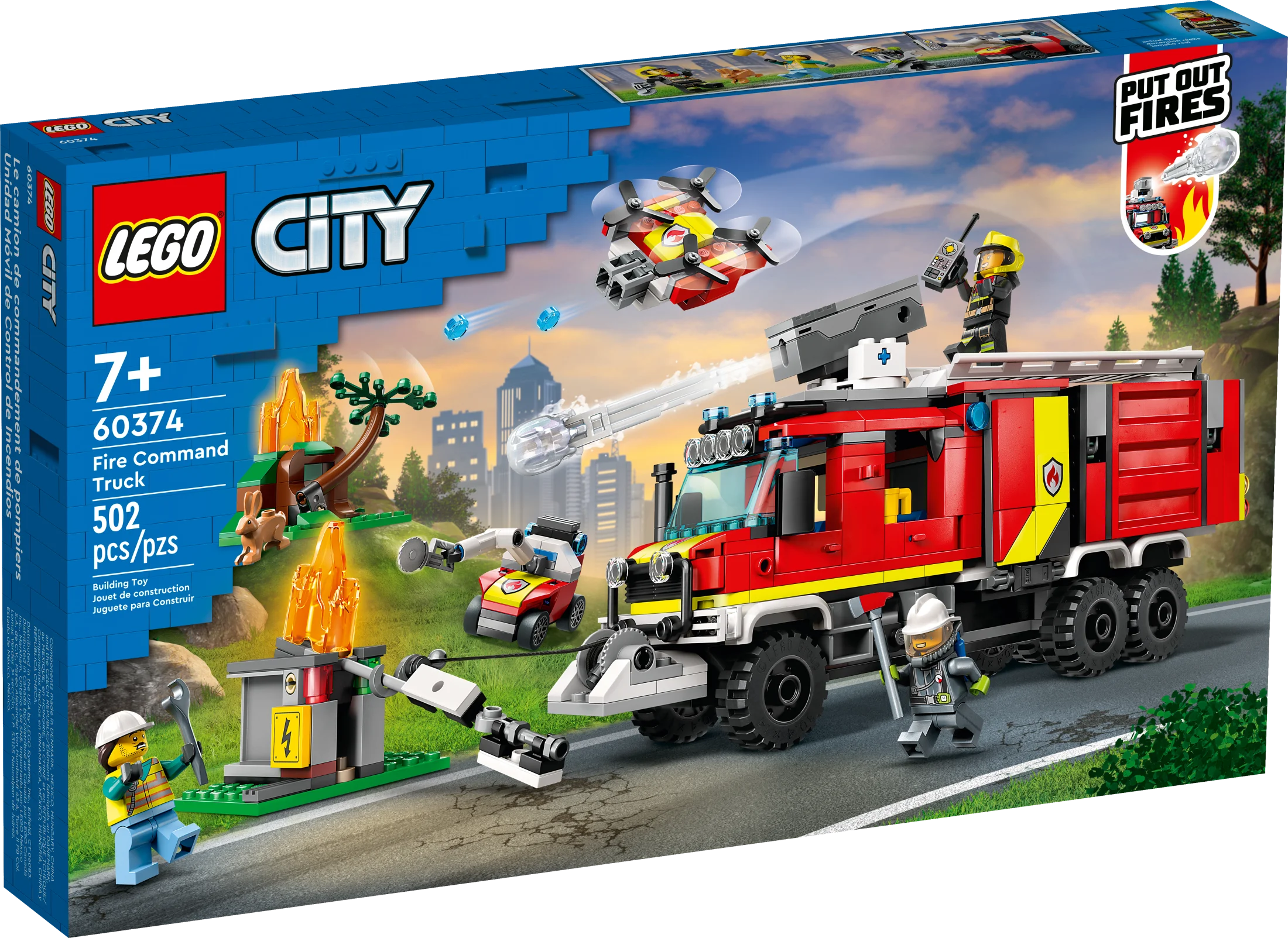 LEGO City Fire Command Unit 60374, Rescue Fire Engine Toy Set, Ultramodern Truck with Land and Air Drones, Emergency Vehicle Toys for Kids Ages 6 Plus