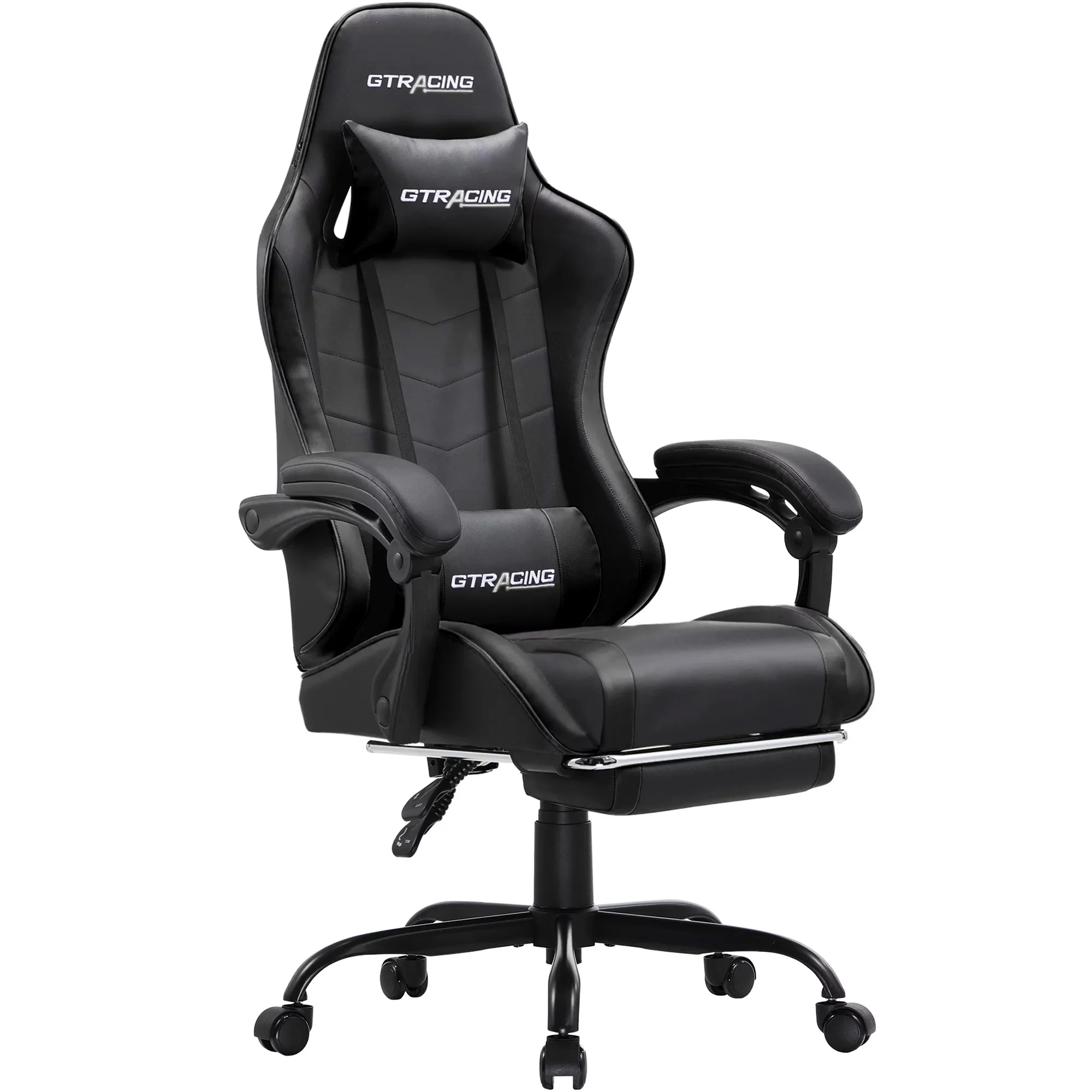 GTRACING GTWD-200 Gaming Chair with Footrest, Height Adjustable Office Swivel Reclining, White