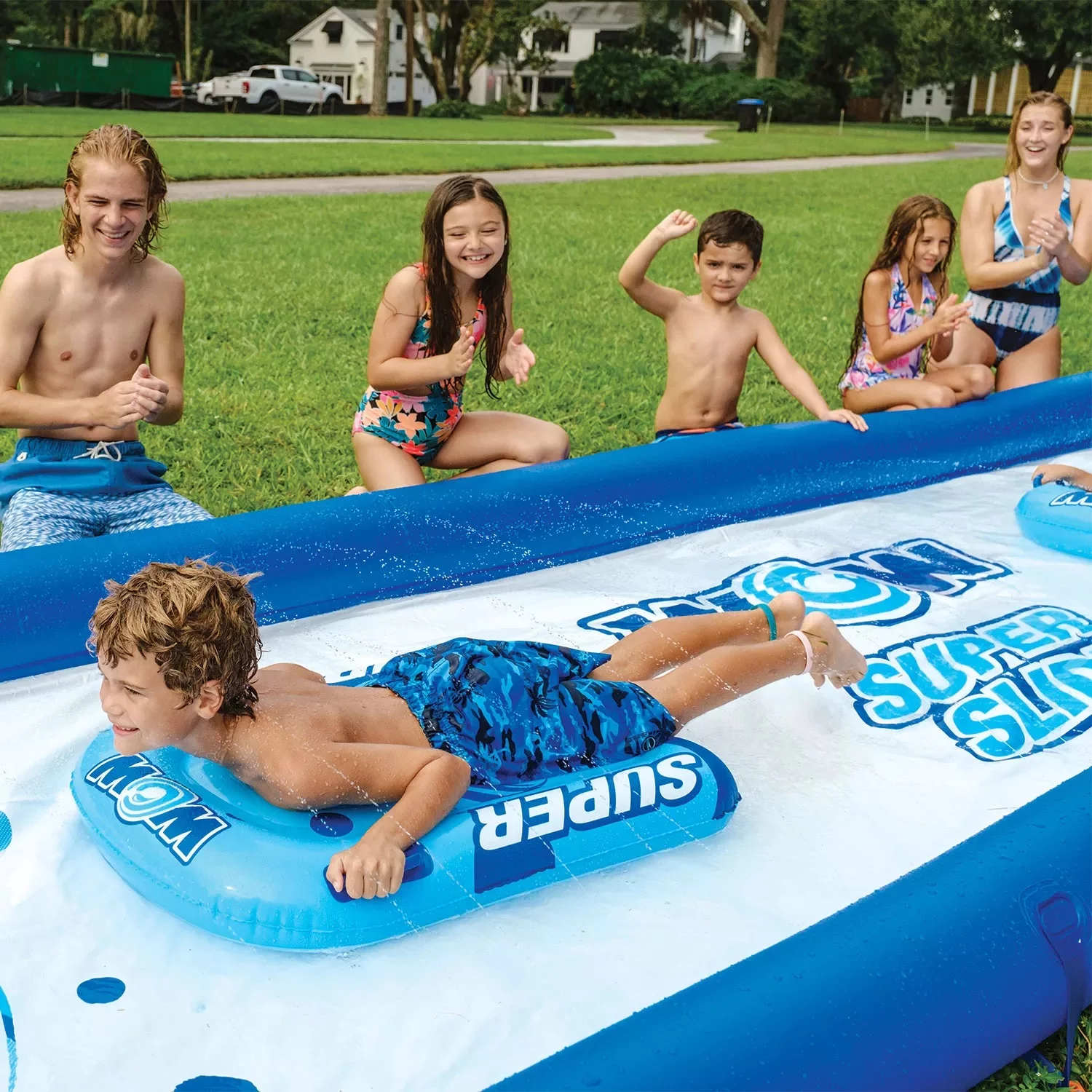 Open Box Wow World of Watersports Super Slide, 25′ x 6′ Water Slide with 2 Sleds