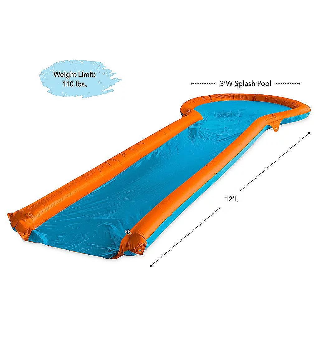 HearthSong 12-Foot Inflatable Water Slide with 3-Foot Wide Splash Pool and Two Inflatable Speed Boards