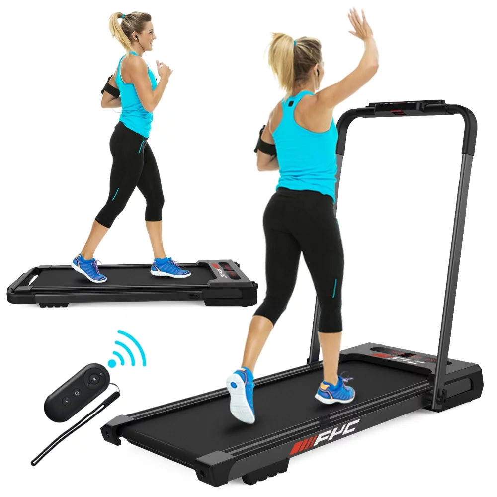 Folding Treadmill with Incline 2.5HP 12KM/H Electric Treadmill for Home Foldable, Running Machine with Bluetooth Music Cup Holder Heart Rate Sensor for Indoor Home Gym (Black)