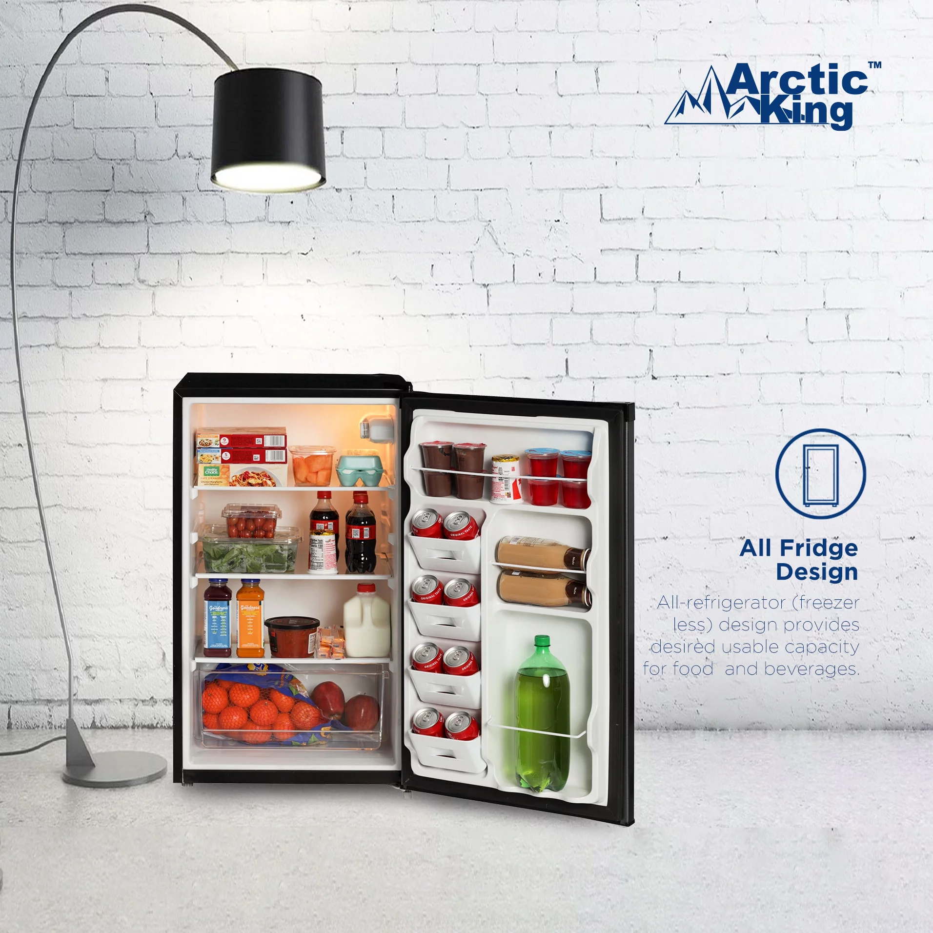 Arctic King 4.4 Cu ft One-Door No Freezer Mini Fridge, Black Stainless Steel Look E-Star, ARM44A5ASL