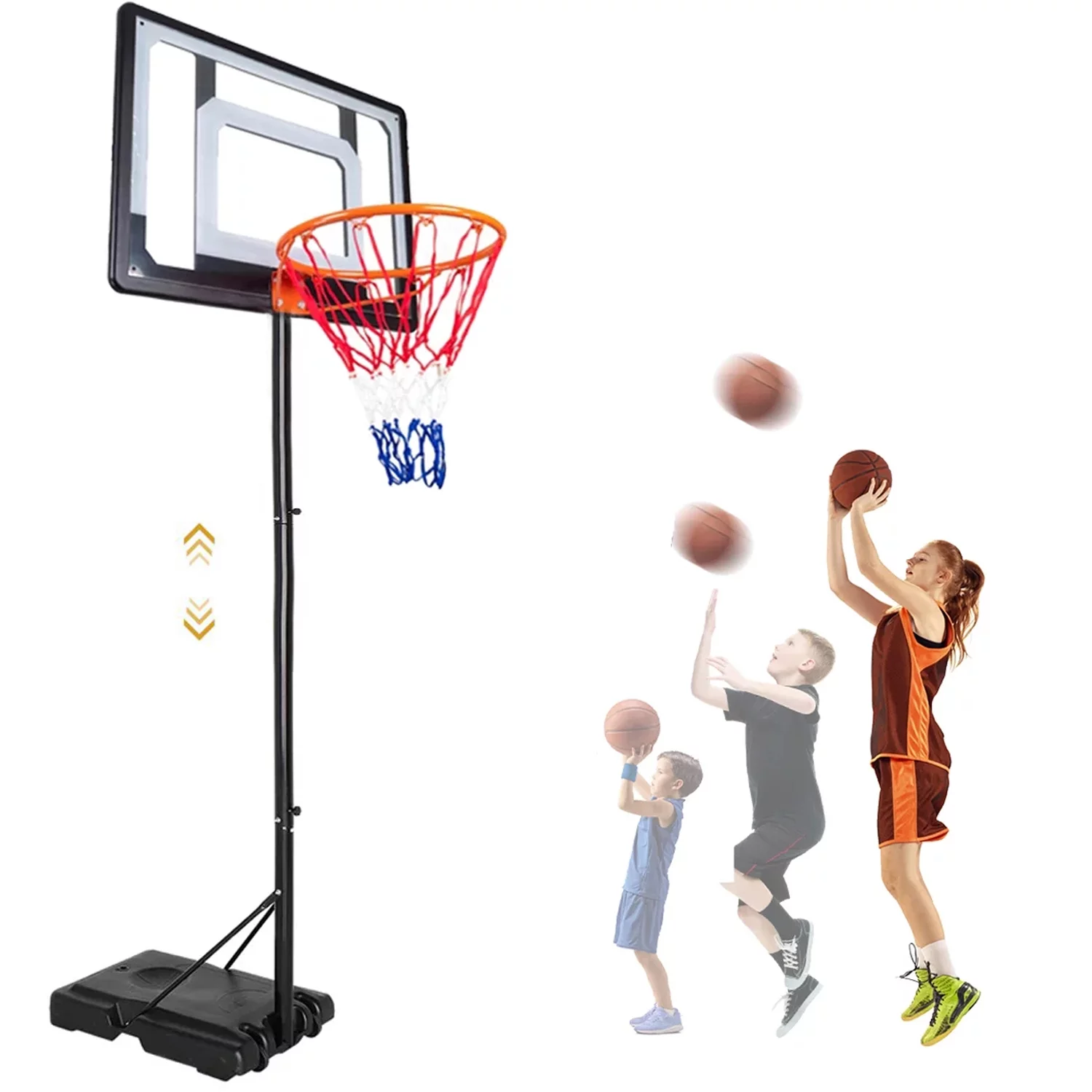 Ifanze Basketball Hoop with 60”- 84” Adjustable Height for Kids Teenagers Youth Junior, Portable Basketball Hoop with Stand & Backboard Wheels for Basketball Goals Indoor Outdoor Play